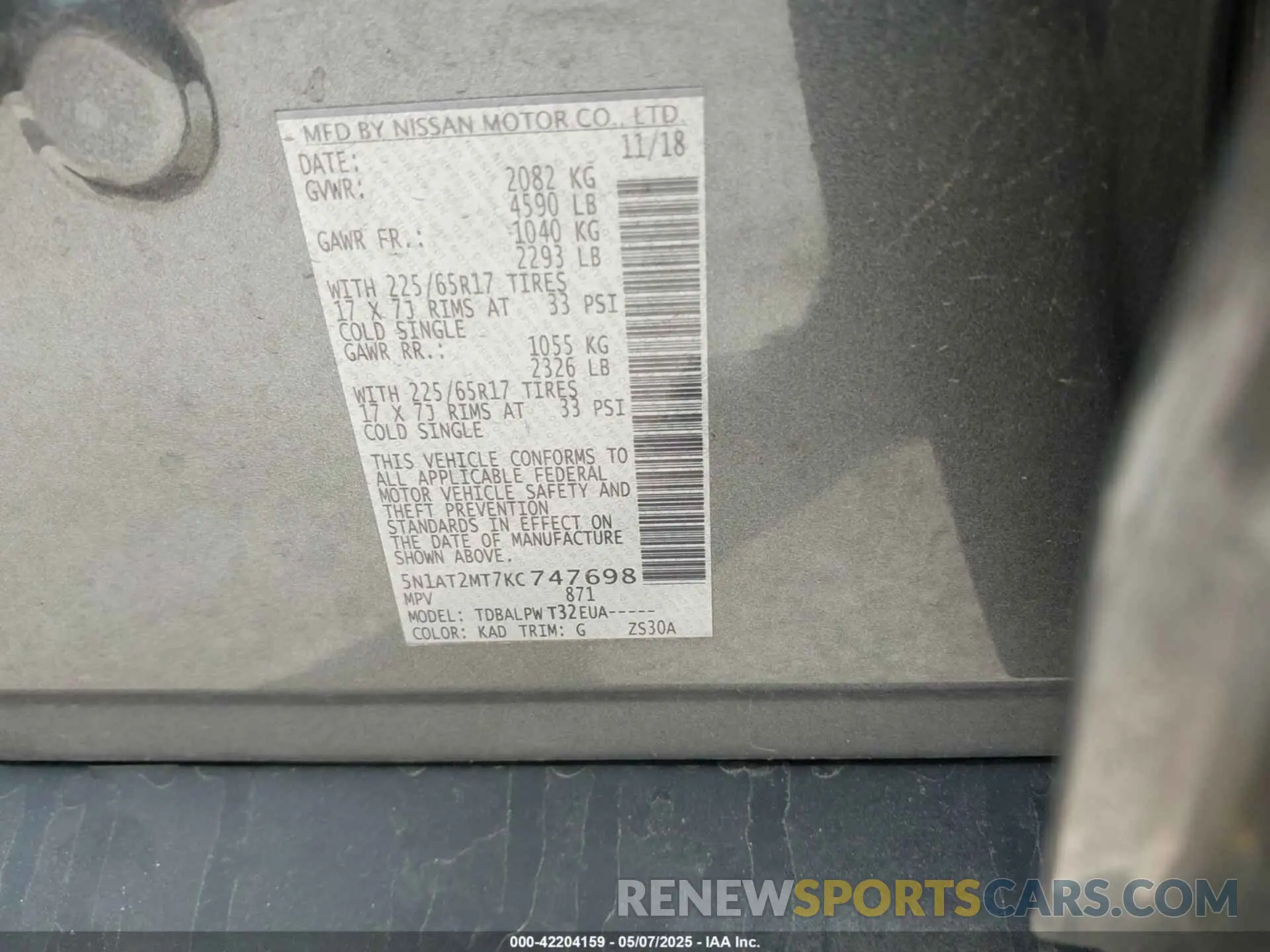 9 Photograph of a damaged car 5N1AT2MT7KC747698 NISSAN ROGUE 2019