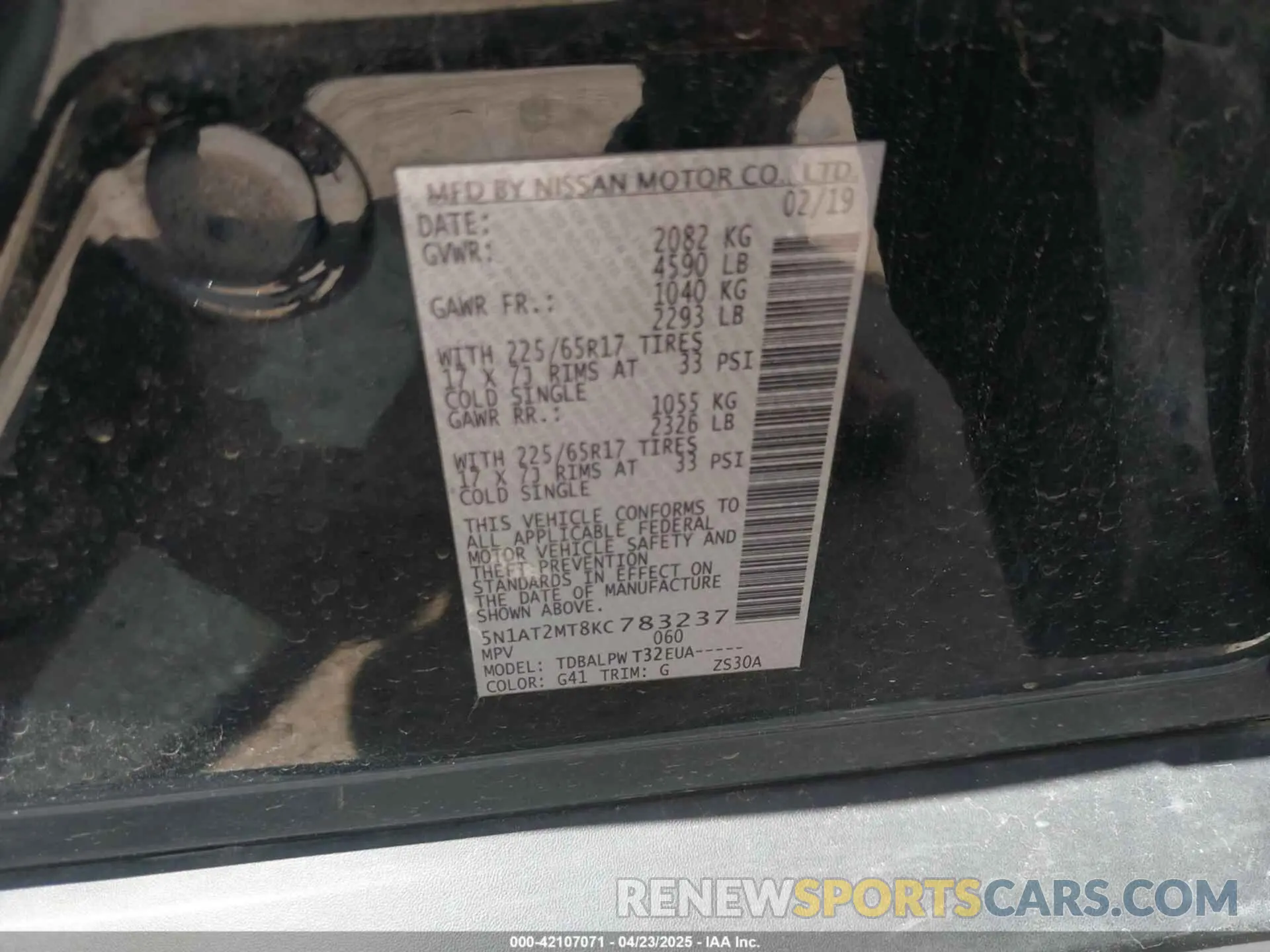 9 Фотография поврежденного автомобиля 5N1AT2MT8KC783237 NISSAN ROGUE 2019