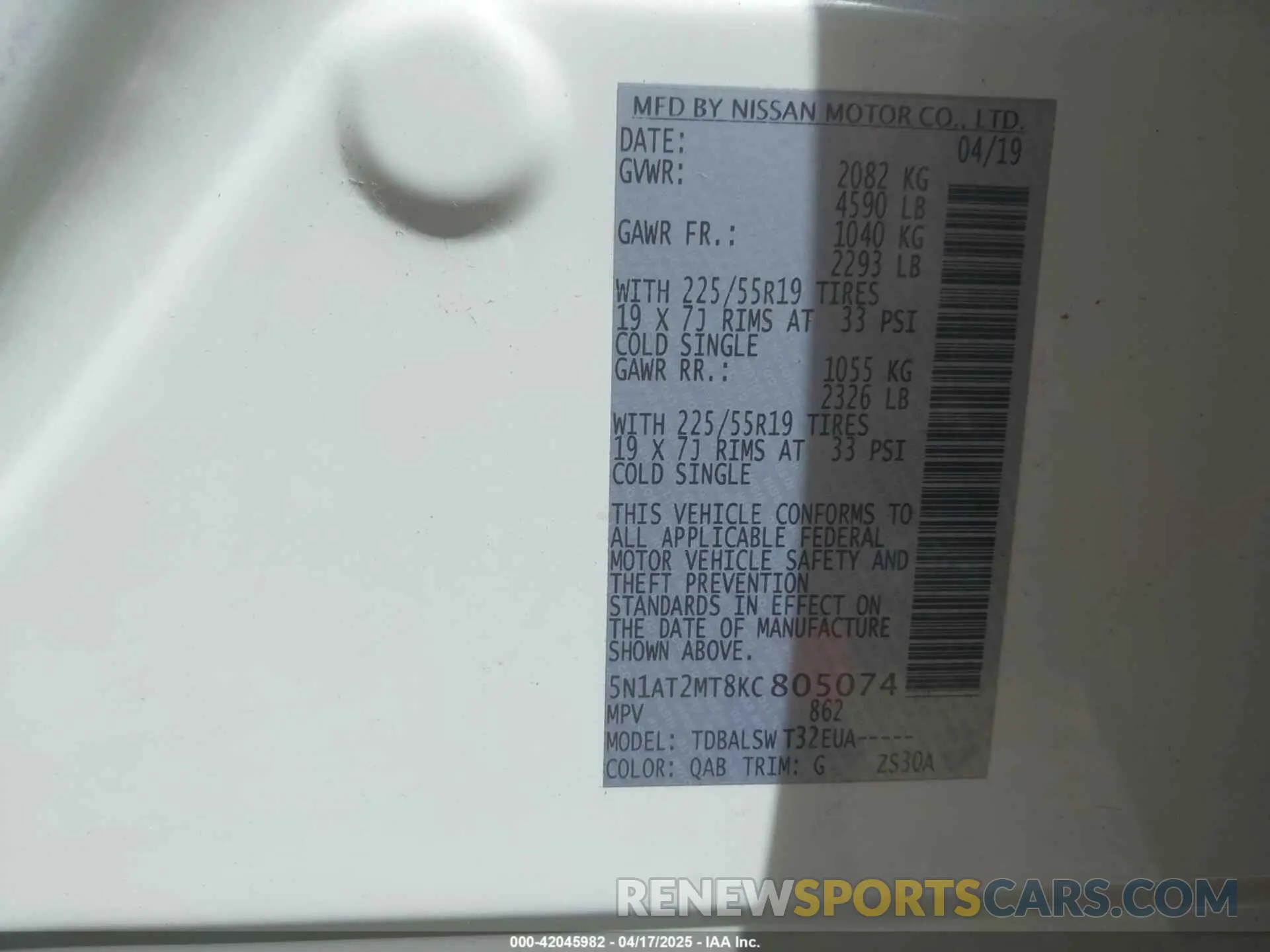 9 Photograph of a damaged car 5N1AT2MT8KC805074 NISSAN ROGUE 2019