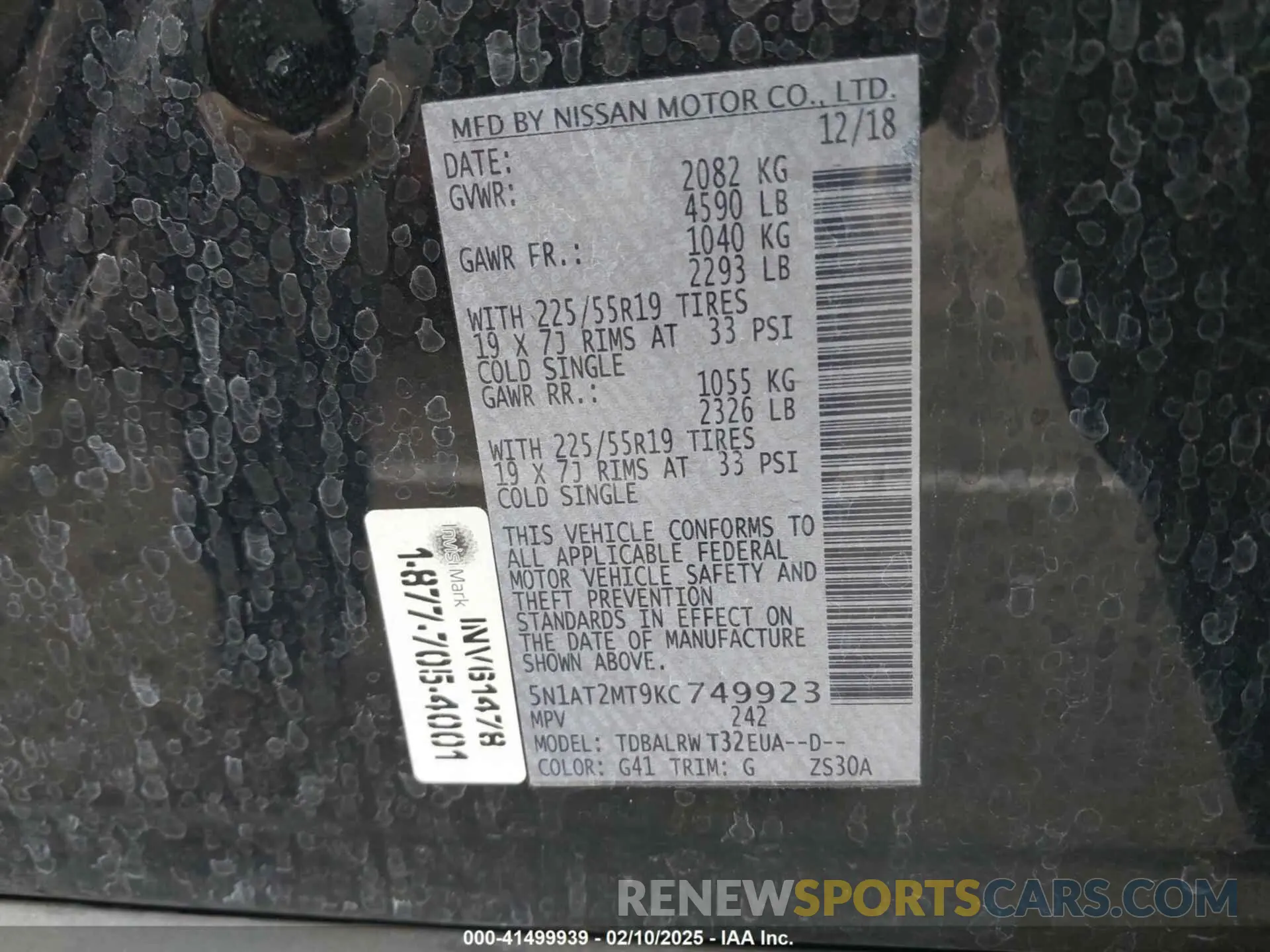 9 Photograph of a damaged car 5N1AT2MT9KC749923 NISSAN ROGUE 2019