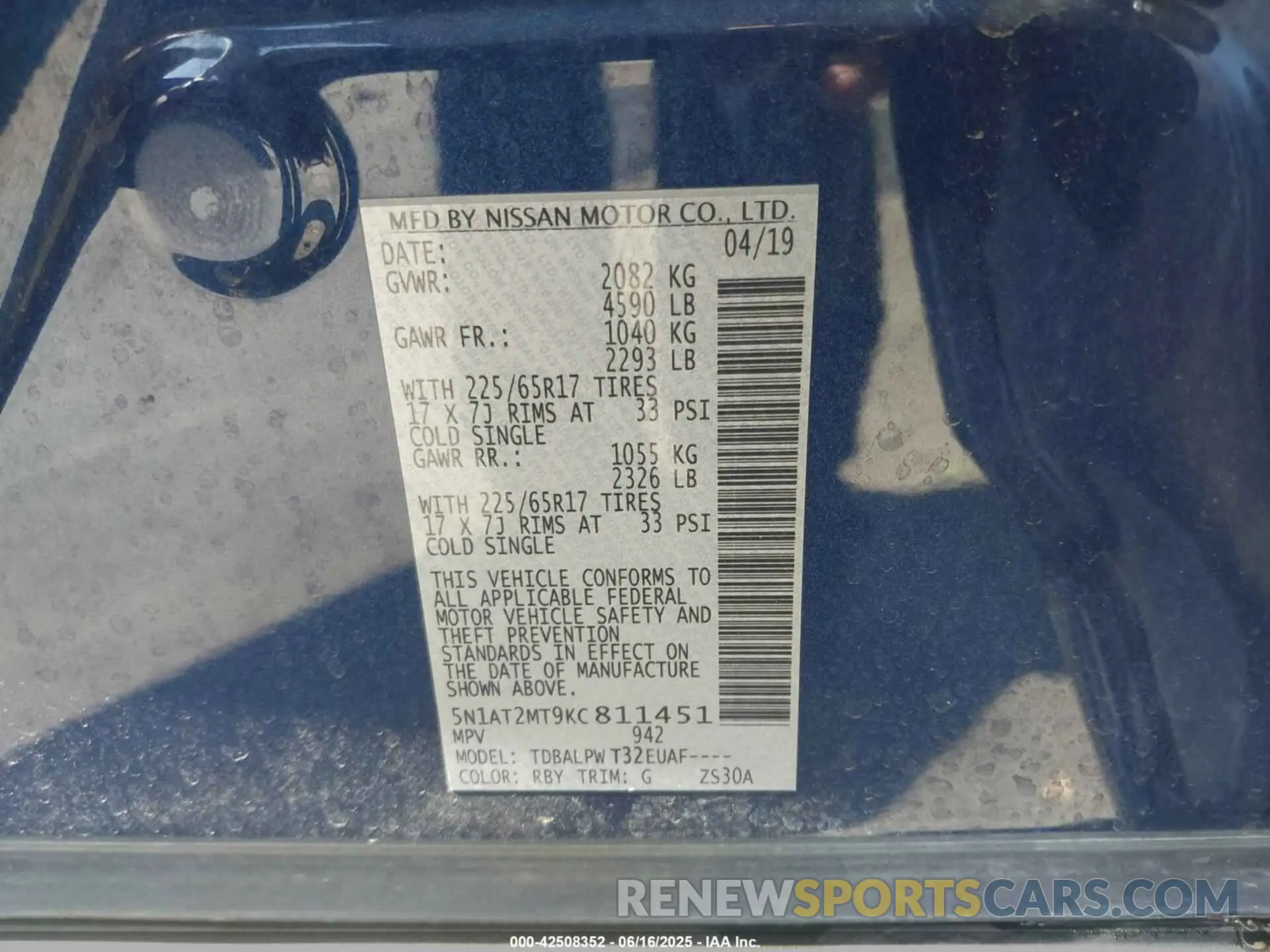 9 Фотография поврежденного автомобиля 5N1AT2MT9KC811451 NISSAN ROGUE 2019