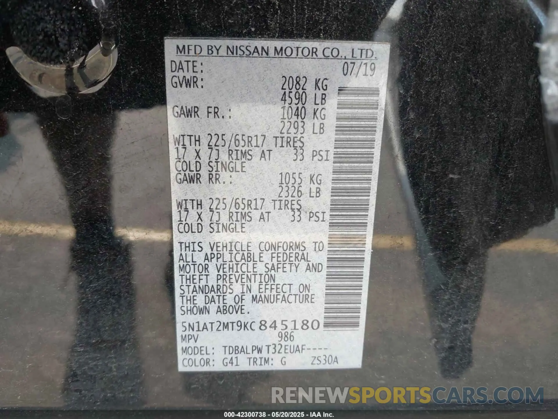 9 Photograph of a damaged car 5N1AT2MT9KC845180 NISSAN ROGUE 2019