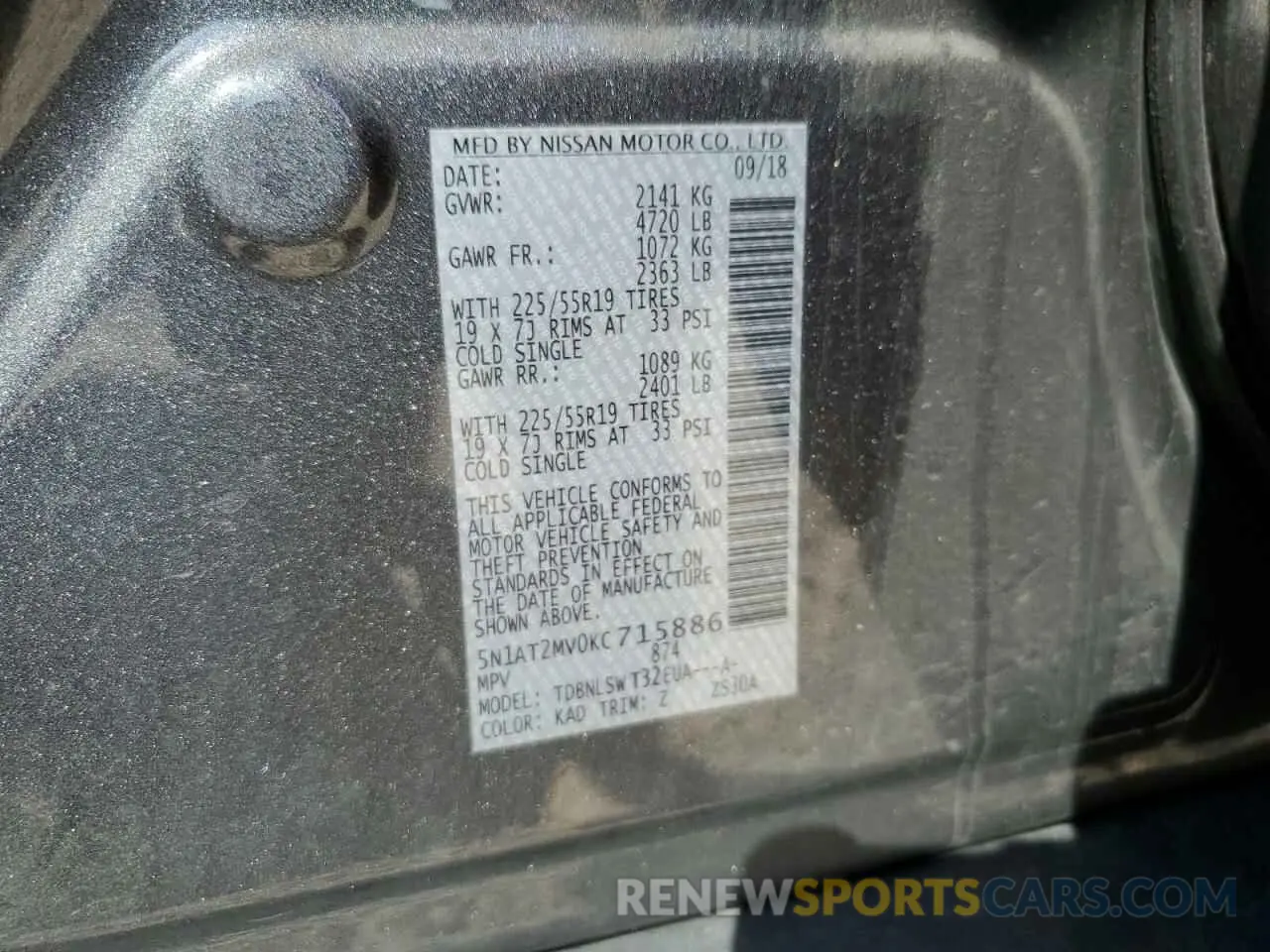 14 Фотография поврежденного автомобиля 5N1AT2MV0KC715886 NISSAN ROGUE 2019