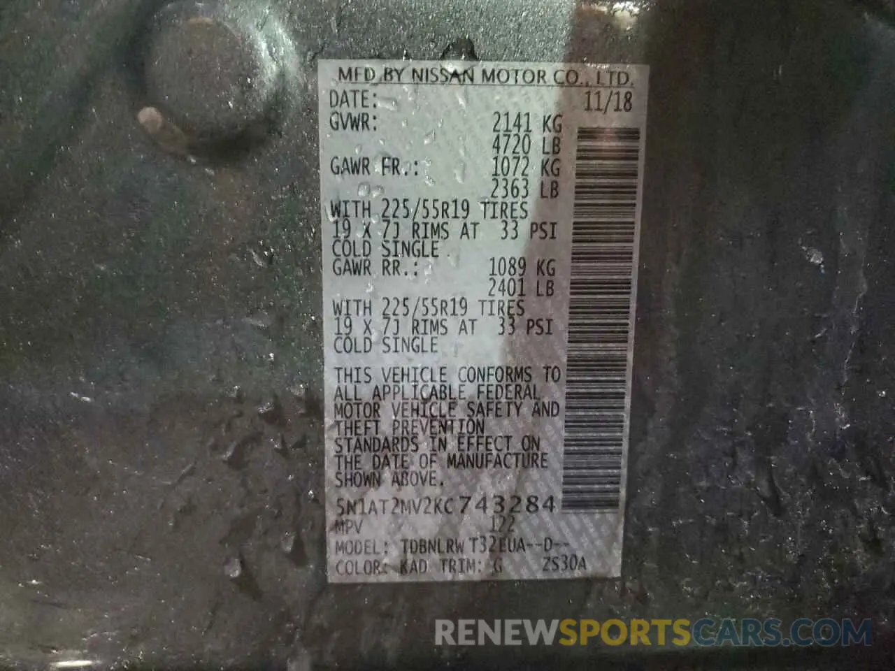 13 Photograph of a damaged car 5N1AT2MV2KC743284 NISSAN ROGUE 2019