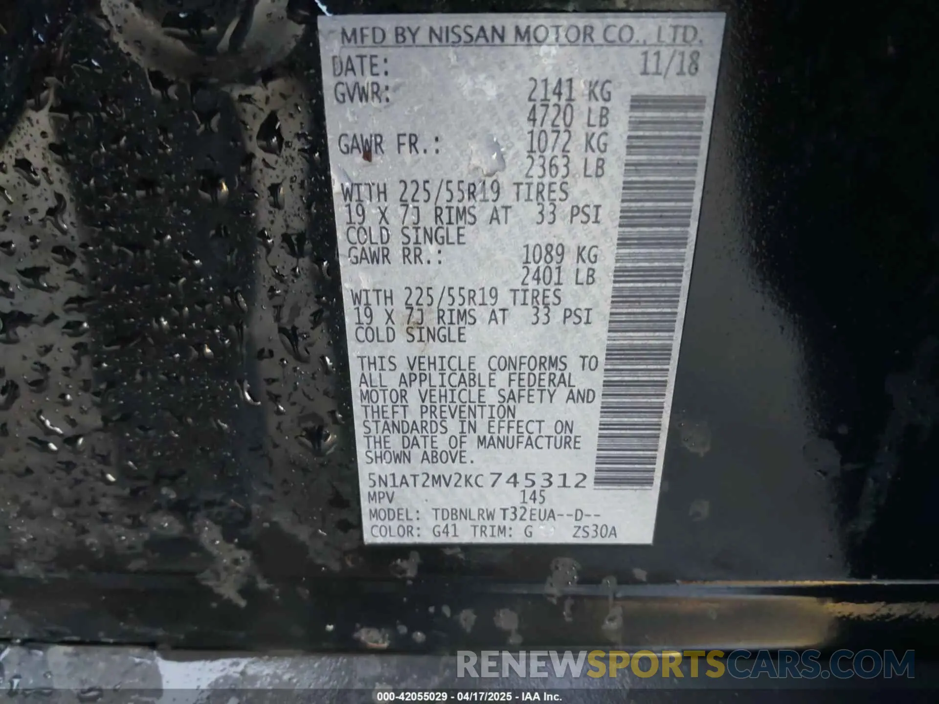 9 Photograph of a damaged car 5N1AT2MV2KC745312 NISSAN ROGUE 2019