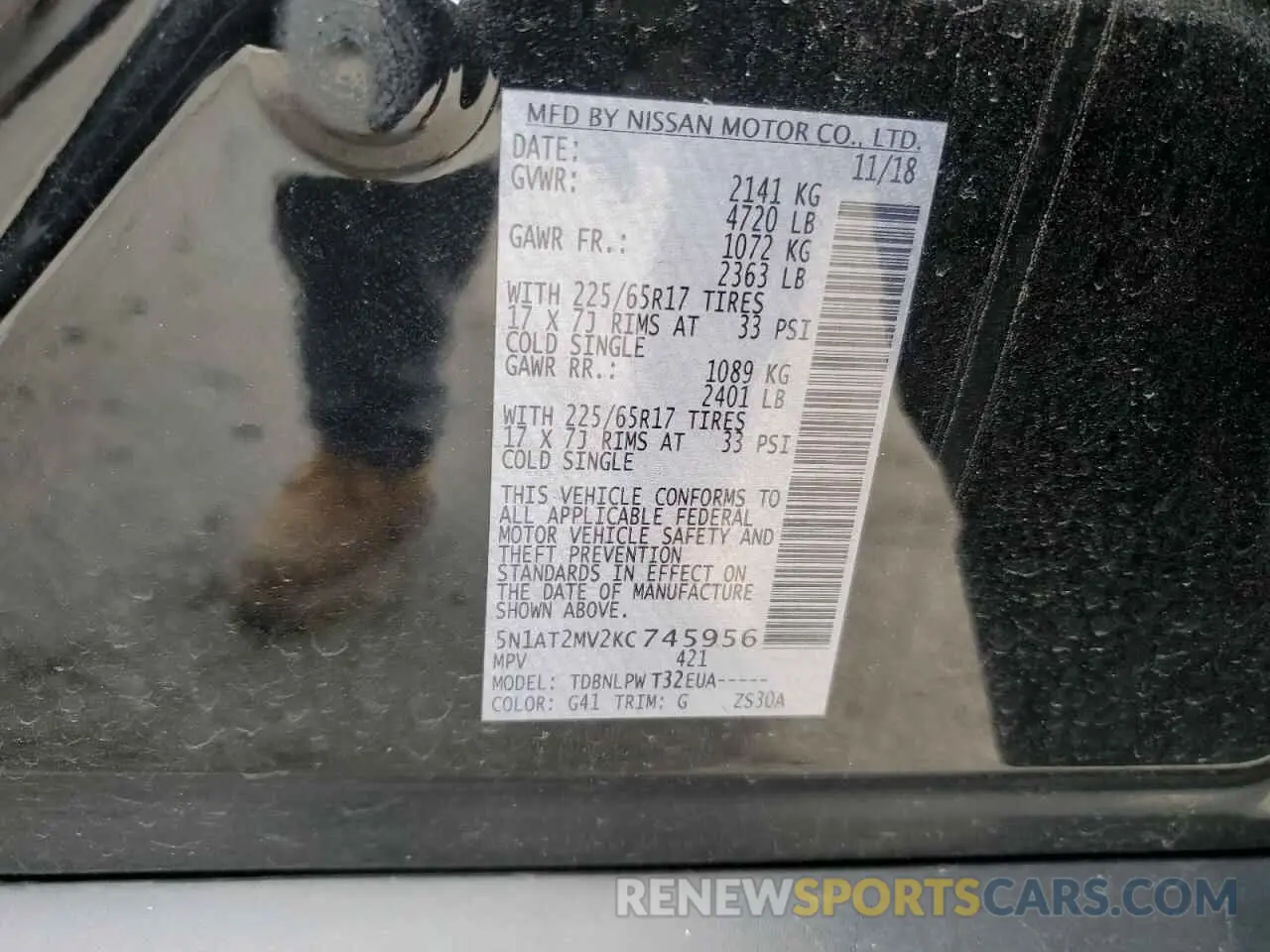 14 Photograph of a damaged car 5N1AT2MV2KC745956 NISSAN ROGUE 2019