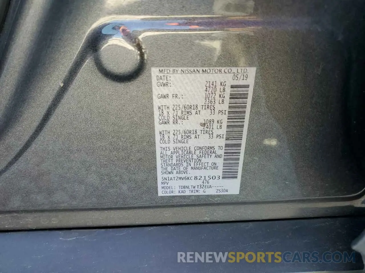 14 Photograph of a damaged car 5N1AT2MV6KC821503 NISSAN ROGUE 2019