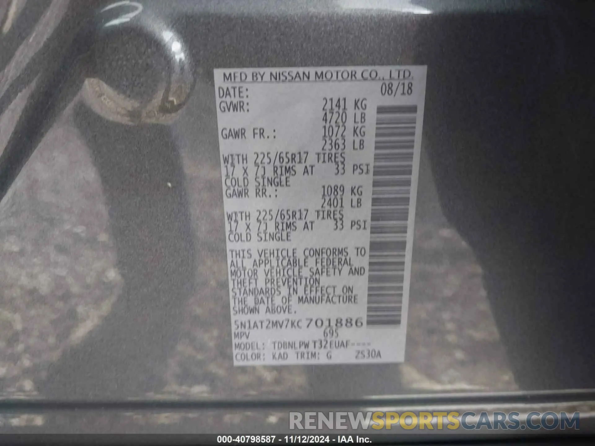 9 Фотография поврежденного автомобиля 5N1AT2MV7KC701886 NISSAN ROGUE 2019