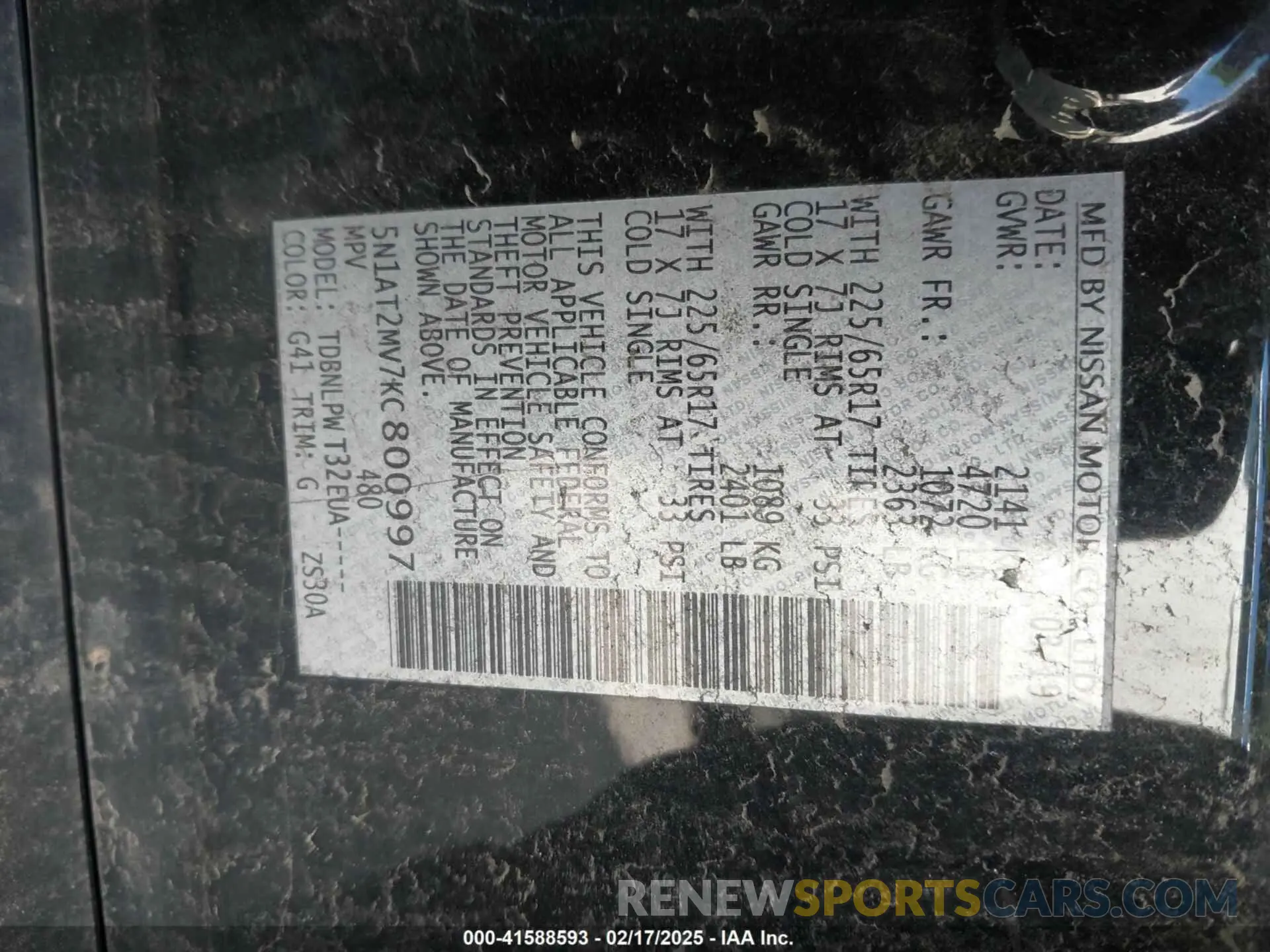 9 Photograph of a damaged car 5N1AT2MV7KC800997 NISSAN ROGUE 2019