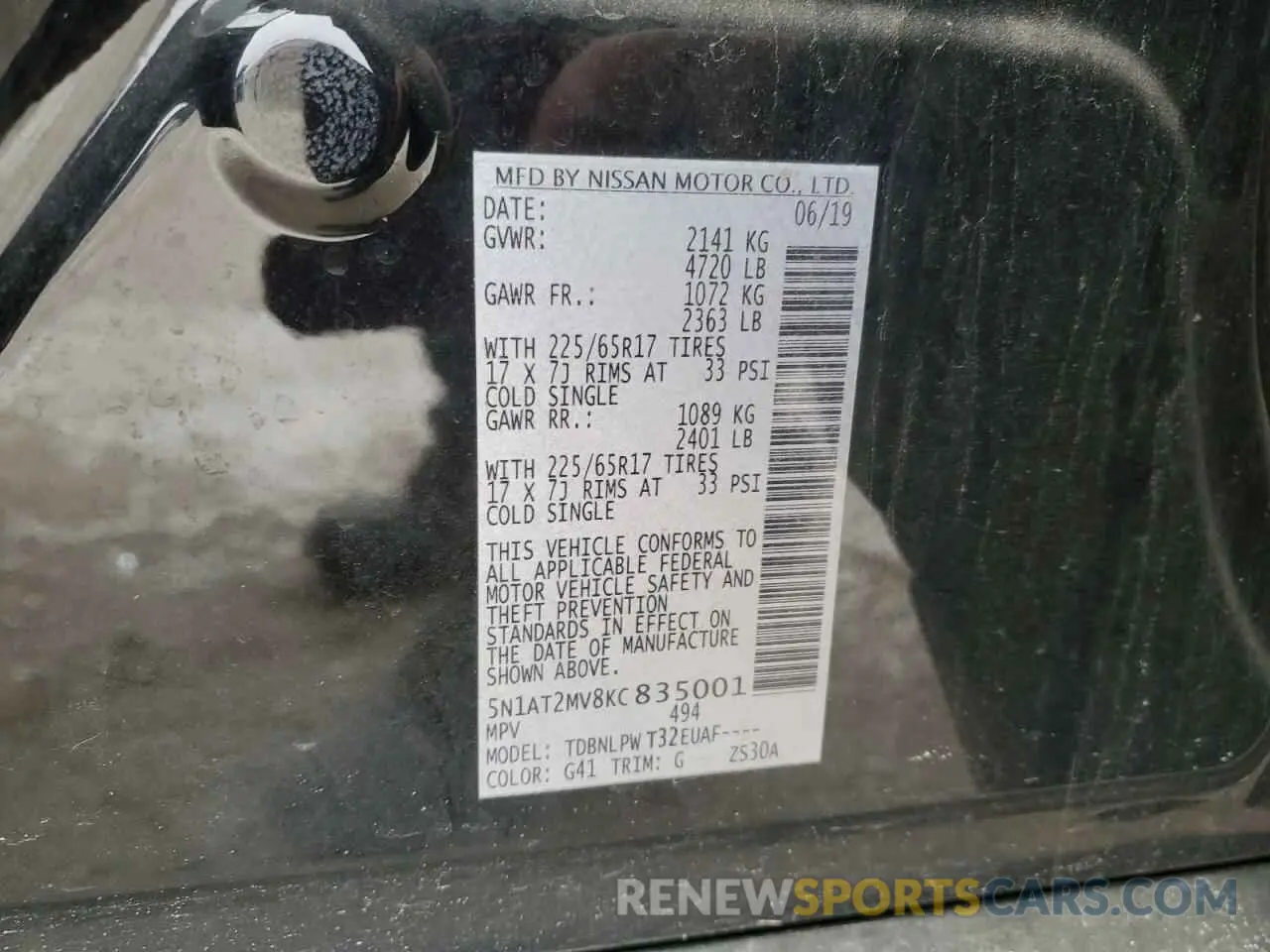 15 Photograph of a damaged car 5N1AT2MV8KC835001 NISSAN ROGUE 2019