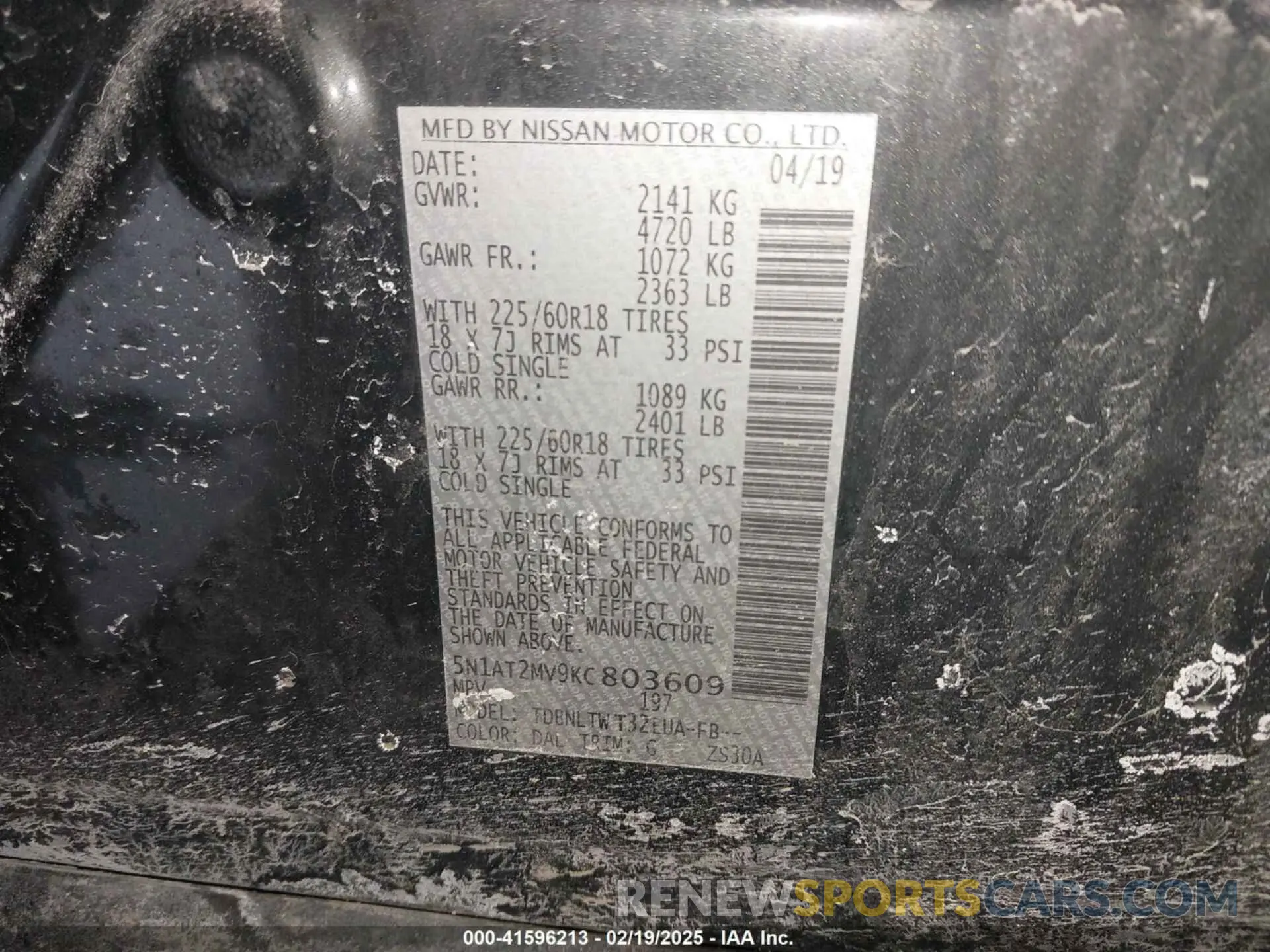 9 Photograph of a damaged car 5N1AT2MV9KC803609 NISSAN ROGUE 2019