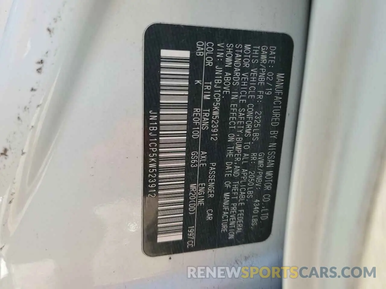 13 Photograph of a damaged car JN1BJ1CP5KW523912 NISSAN ROGUE 2019
