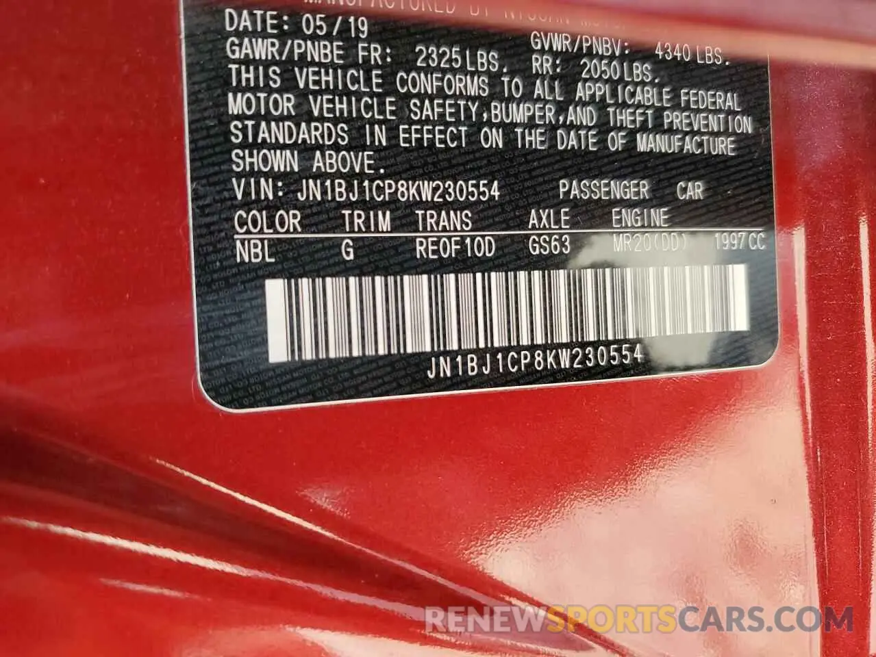 14 Photograph of a damaged car JN1BJ1CP8KW230554 NISSAN ROGUE 2019