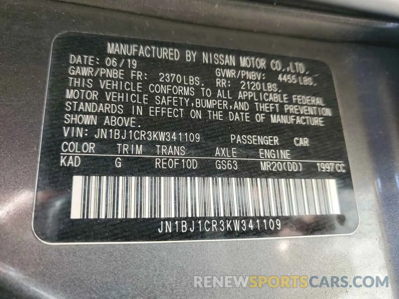 13 Фотография поврежденного автомобиля JN1BJ1CR3KW341109 NISSAN ROGUE 2019