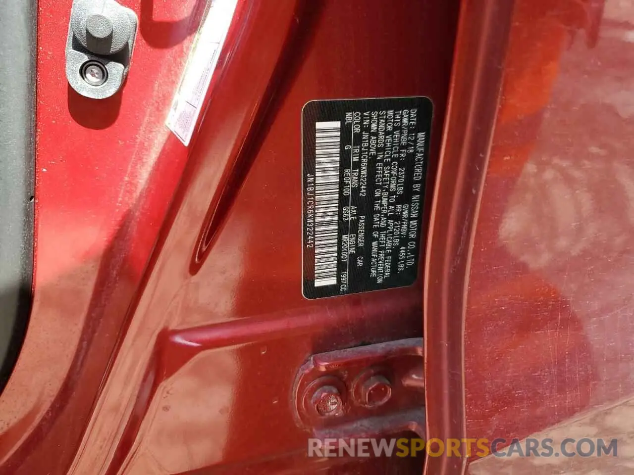 12 Photograph of a damaged car JN1BJ1CR6KW322442 NISSAN ROGUE 2019
