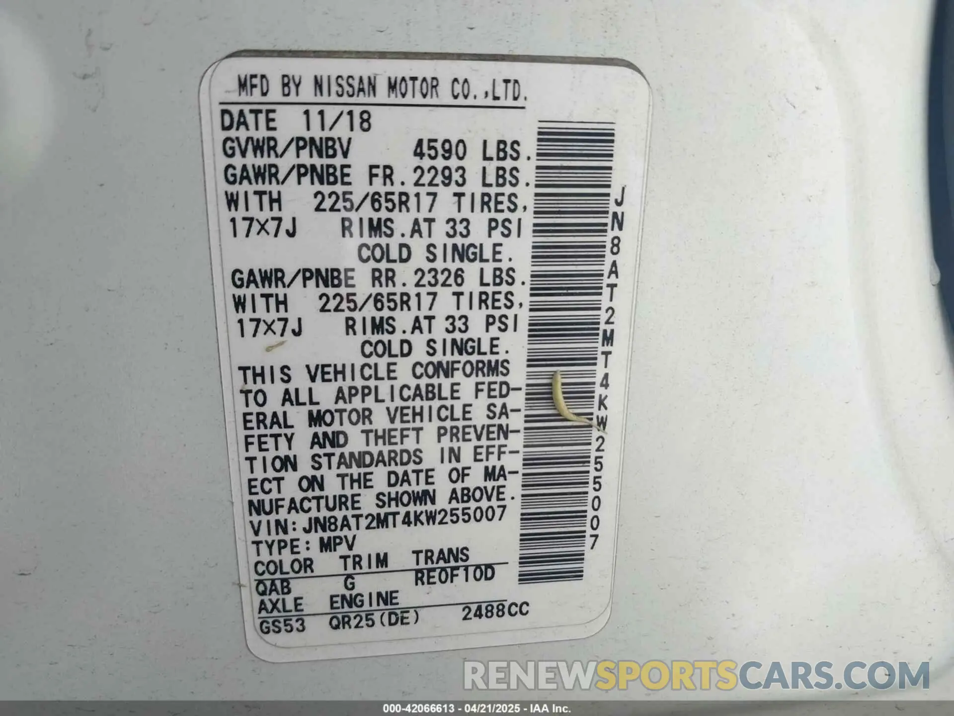 9 Фотография поврежденного автомобиля JN8AT2MT4KW255007 NISSAN ROGUE 2019