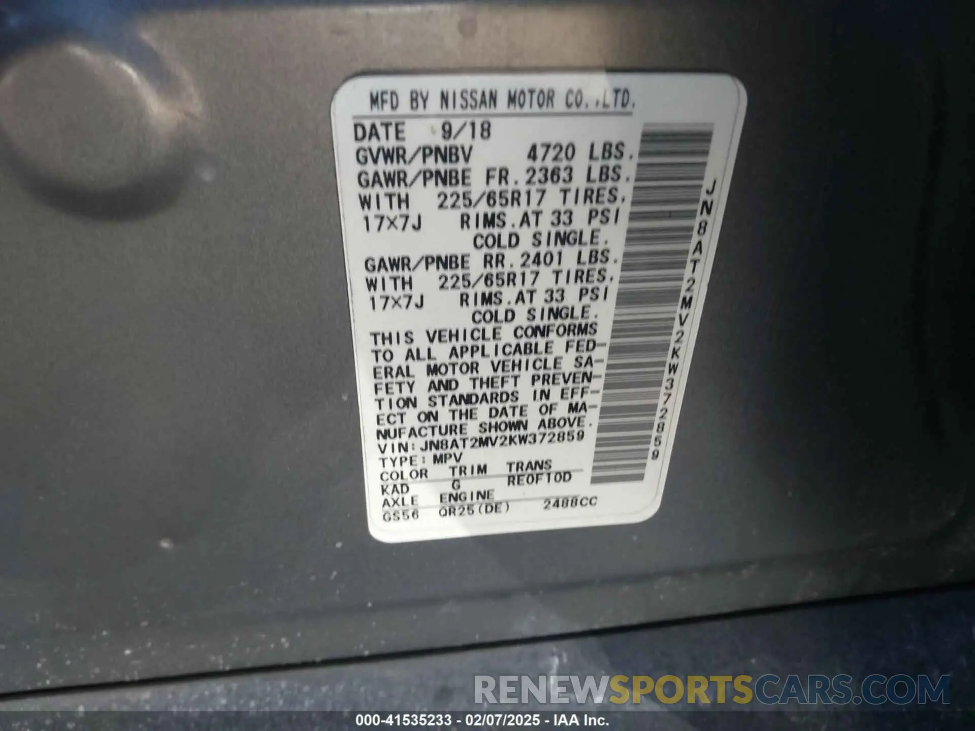 9 Фотография поврежденного автомобиля JN8AT2MV2KW372859 NISSAN ROGUE 2019