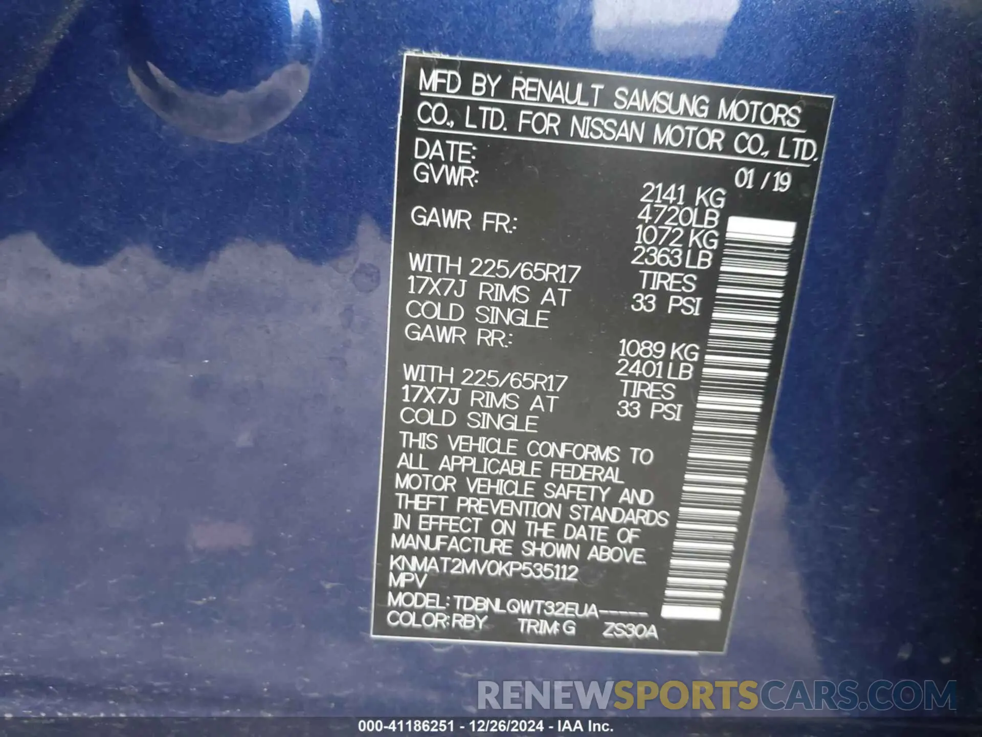 9 Photograph of a damaged car KNMAT2MV0KP535112 NISSAN ROGUE 2019