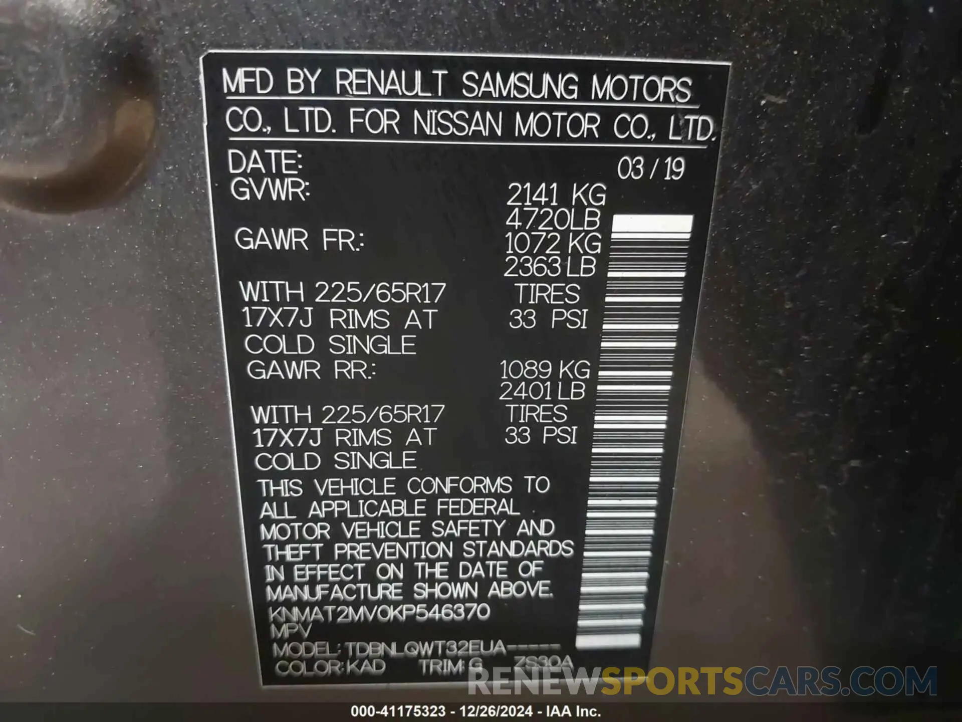 9 Photograph of a damaged car KNMAT2MV0KP546370 NISSAN ROGUE 2019