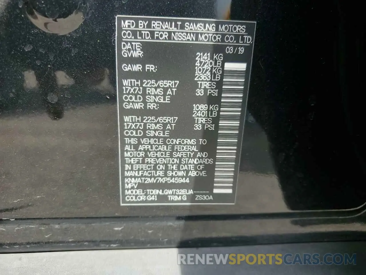 13 Photograph of a damaged car KNMAT2MV7KP545944 NISSAN ROGUE 2019