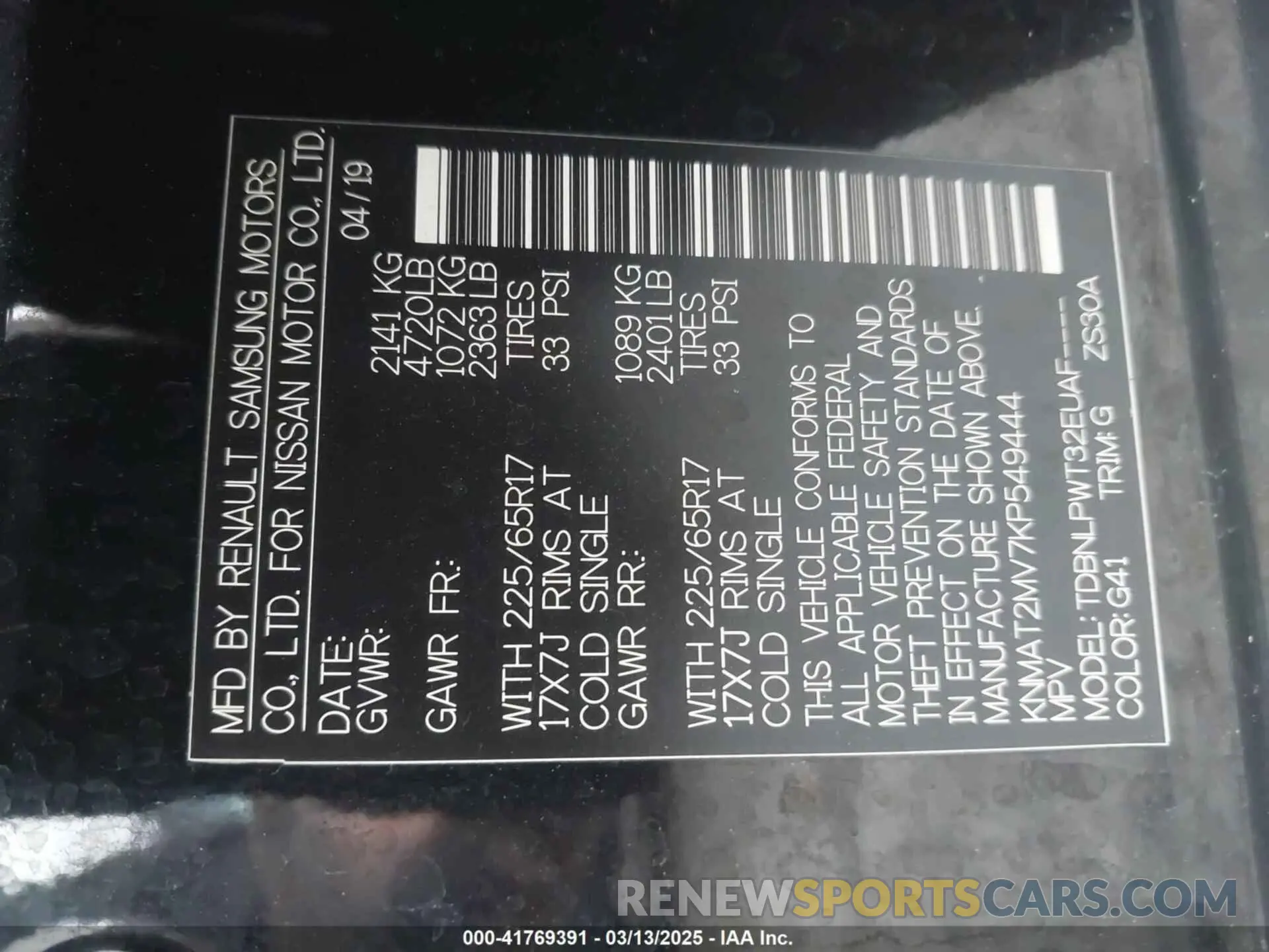 9 Photograph of a damaged car KNMAT2MV7KP549444 NISSAN ROGUE 2019