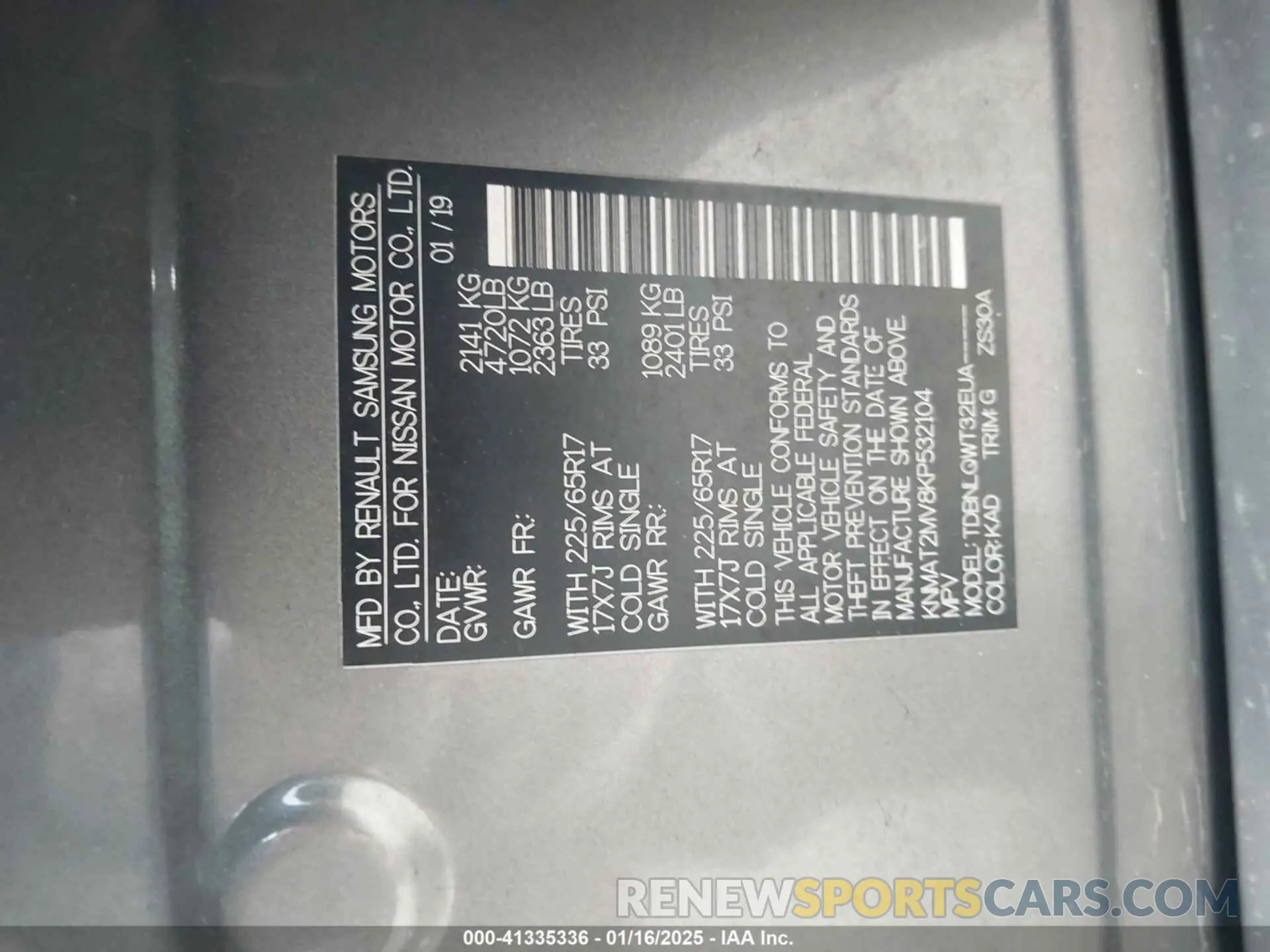 9 Фотография поврежденного автомобиля KNMAT2MV8KP532104 NISSAN ROGUE 2019