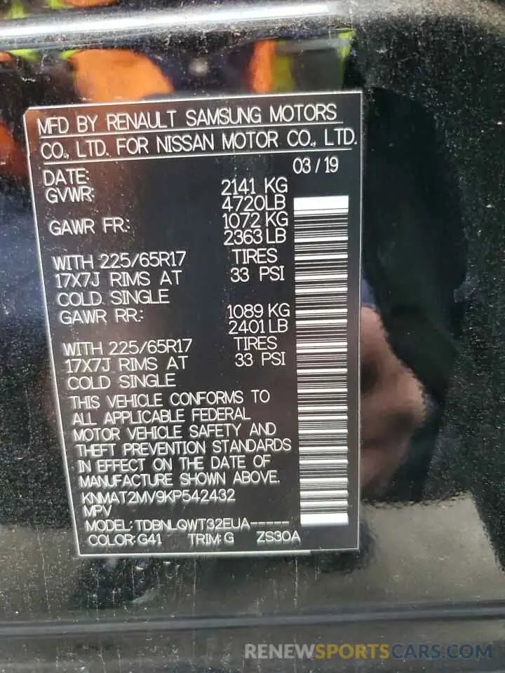 13 Photograph of a damaged car KNMAT2MV9KP542432 NISSAN ROGUE 2019