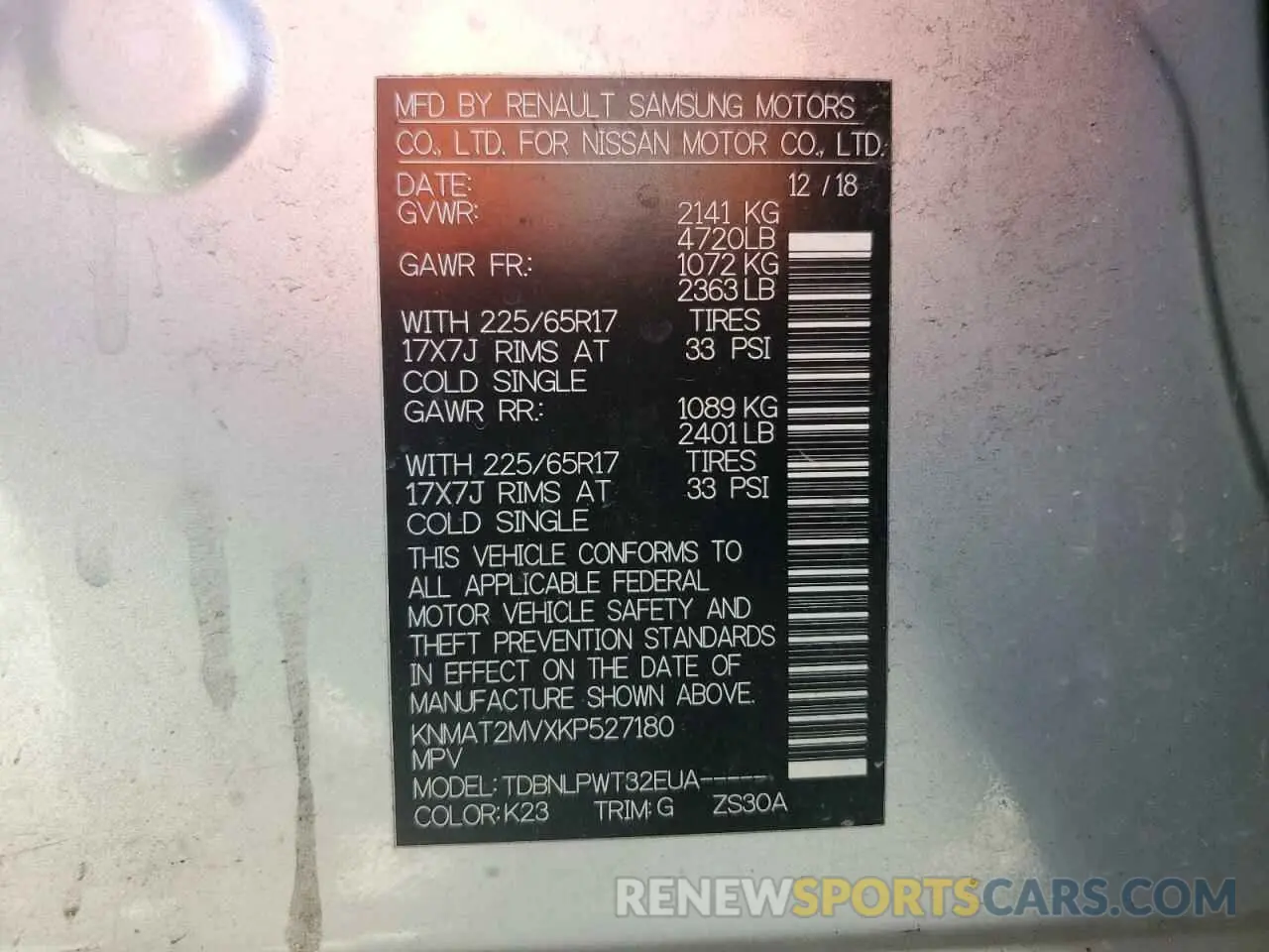 16 Photograph of a damaged car KNMAT2MVXKP527180 NISSAN ROGUE 2019