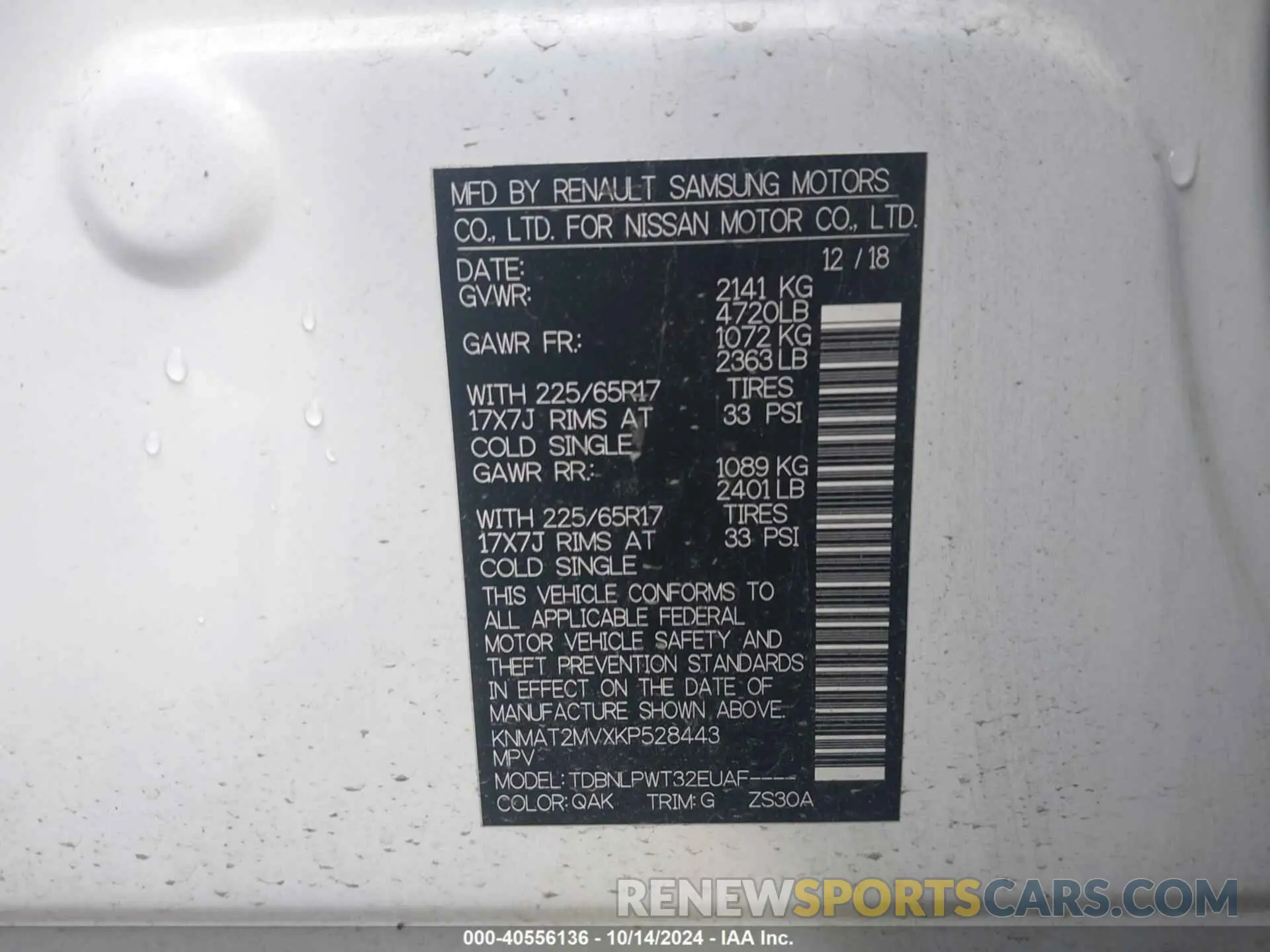 9 Photograph of a damaged car KNMAT2MVXKP528443 NISSAN ROGUE 2019