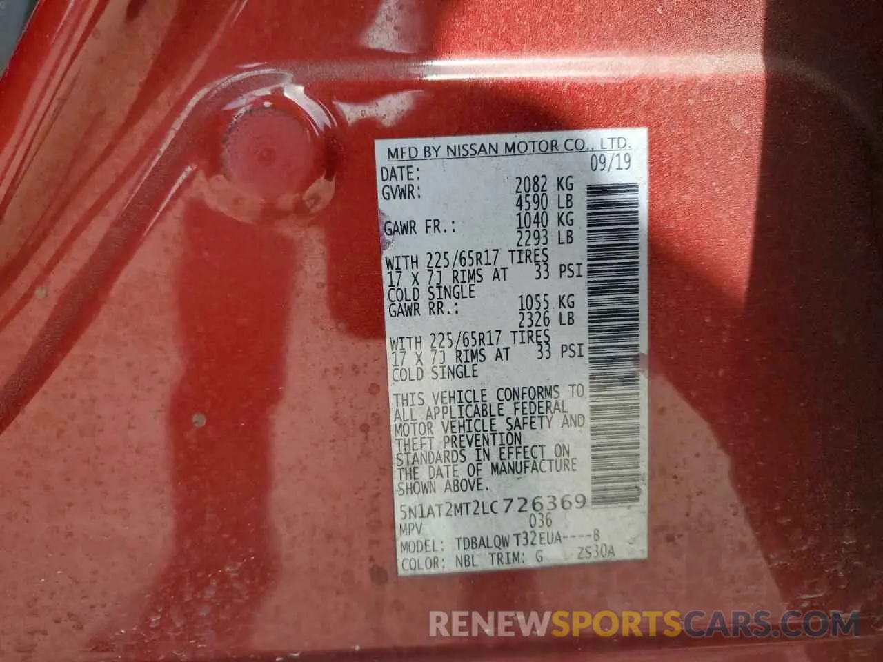 13 Photograph of a damaged car 5N1AT2MT2LC726369 NISSAN ROGUE 2020