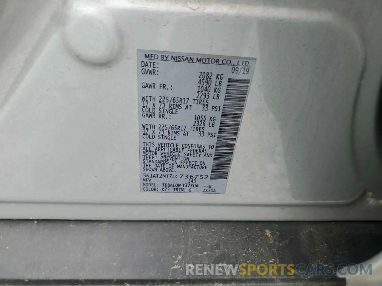 13 Фотография поврежденного автомобиля 5N1AT2MT7LC736752 NISSAN ROGUE 2020