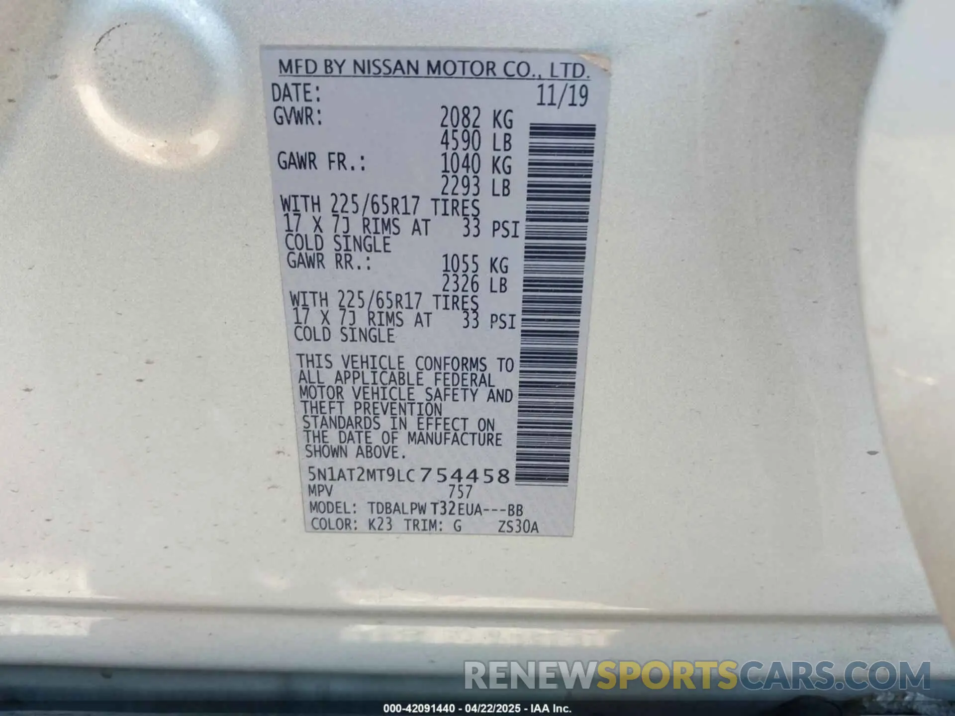 9 Фотография поврежденного автомобиля 5N1AT2MT9LC754458 NISSAN ROGUE 2020