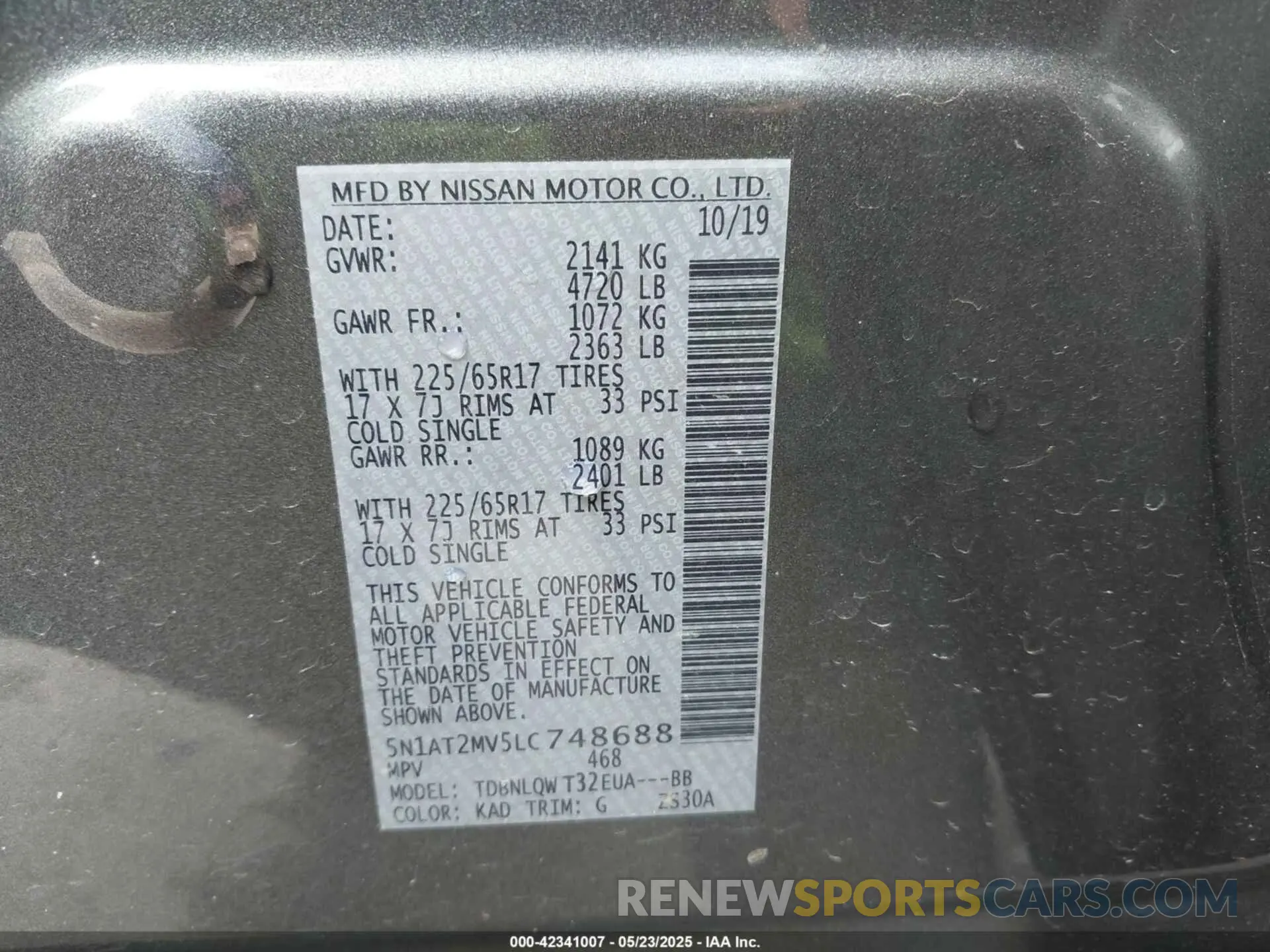 9 Photograph of a damaged car 5N1AT2MV5LC748688 NISSAN ROGUE 2020