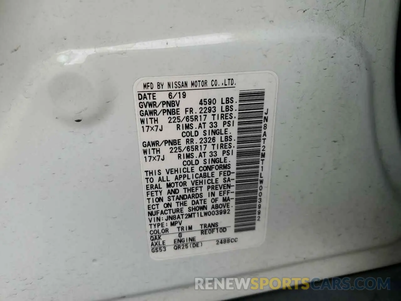 13 Photograph of a damaged car JN8AT2MT1LW003992 NISSAN ROGUE 2020