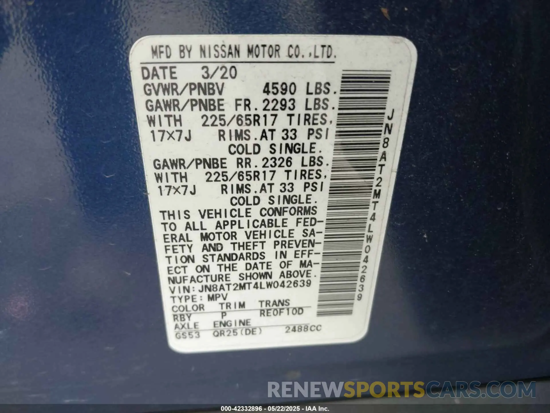 9 Photograph of a damaged car JN8AT2MT4LW042639 NISSAN ROGUE 2020
