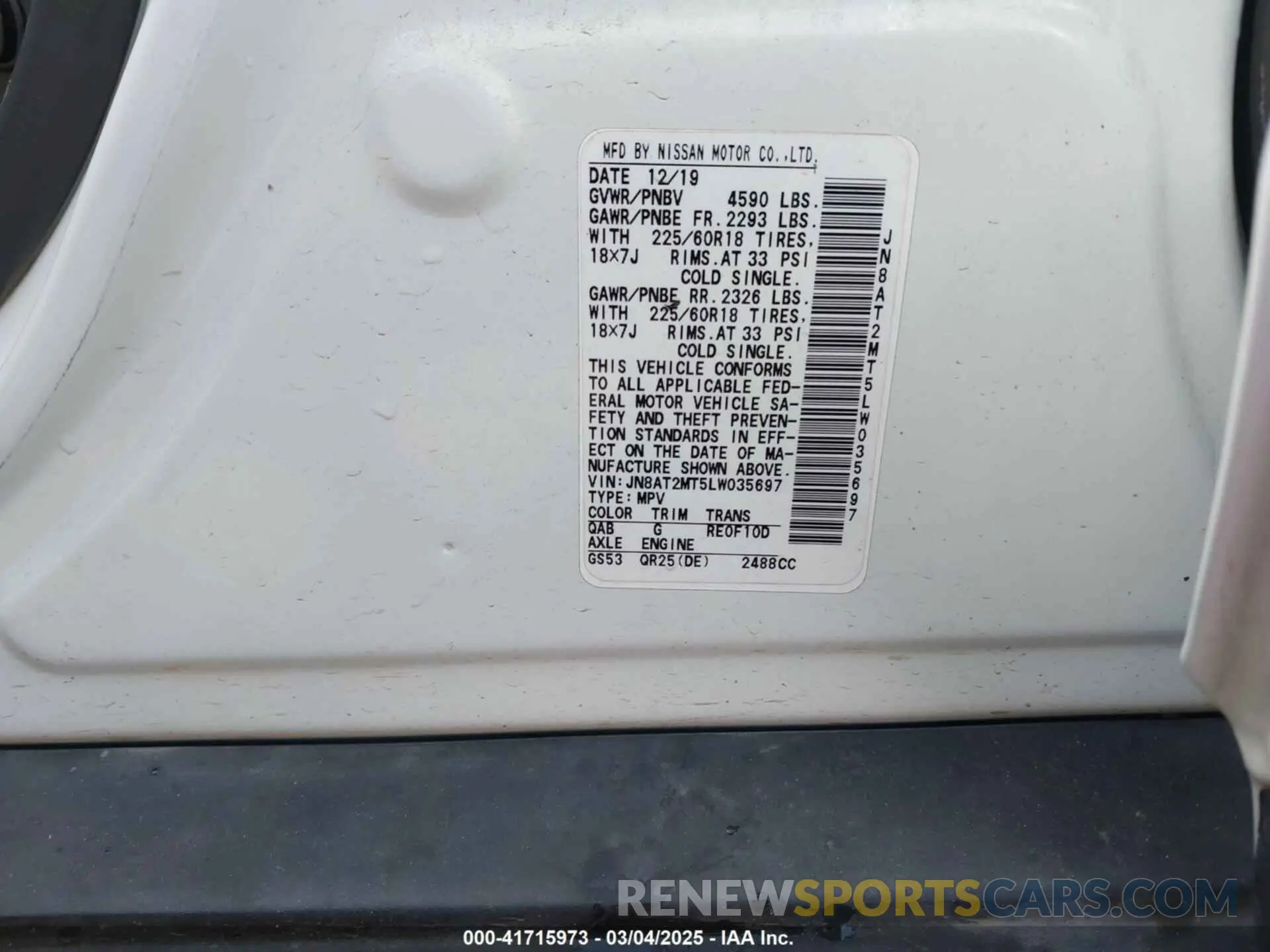9 Фотография поврежденного автомобиля JN8AT2MT5LW035697 NISSAN ROGUE 2020