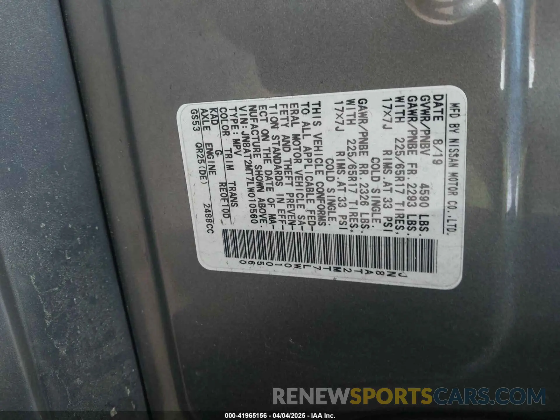 9 Фотография поврежденного автомобиля JN8AT2MT7LW010560 NISSAN ROGUE 2020