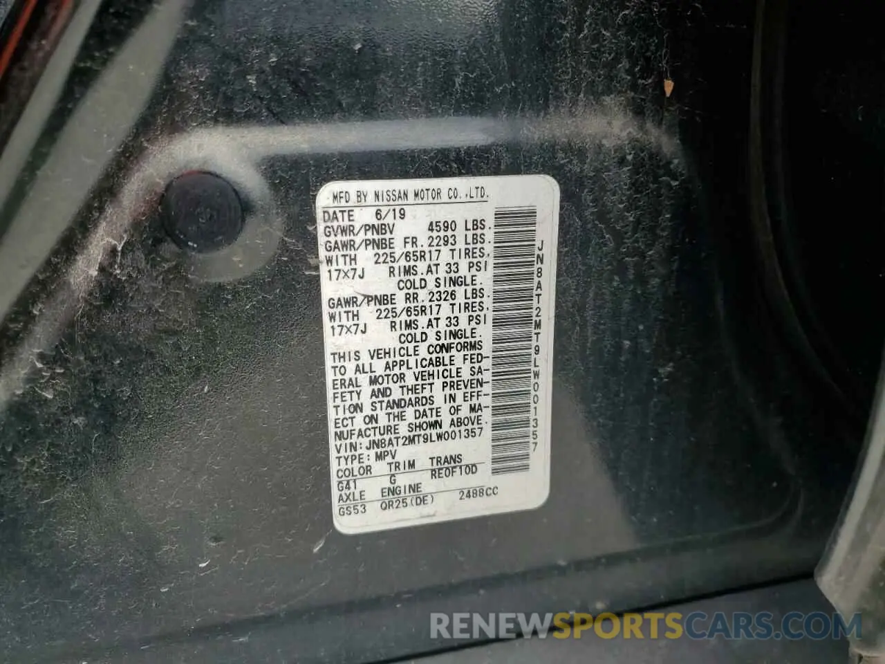 13 Photograph of a damaged car JN8AT2MT9LW001357 NISSAN ROGUE 2020