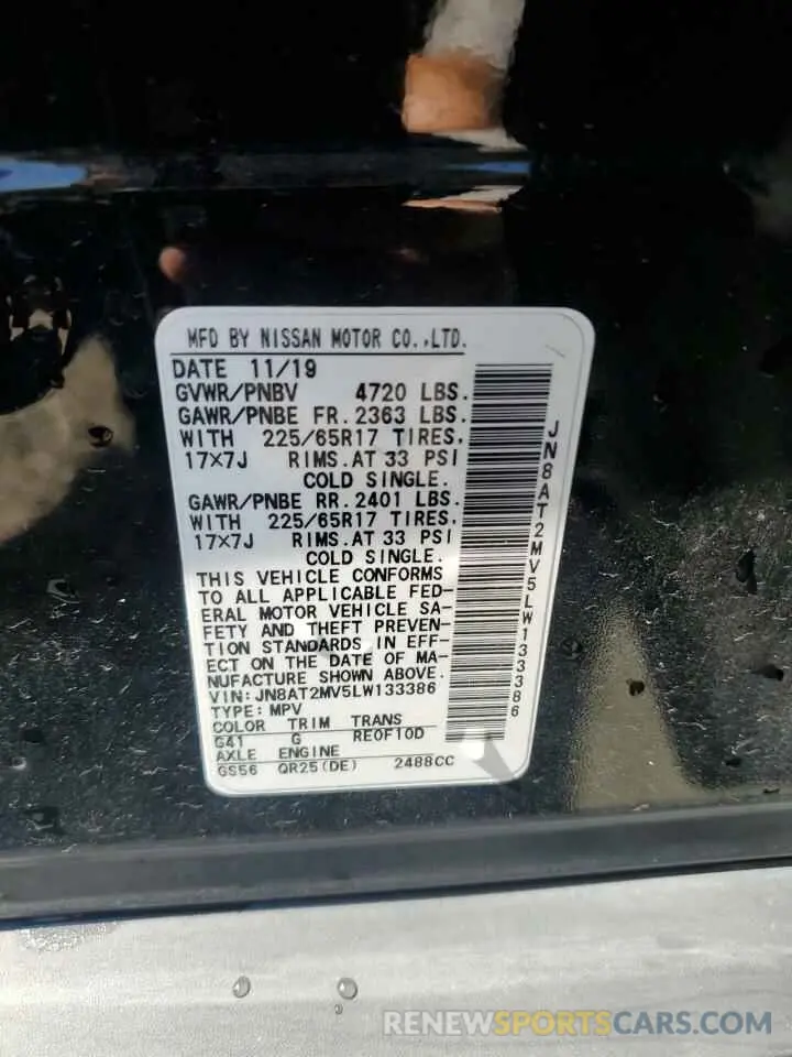 13 Photograph of a damaged car JN8AT2MV5LW133386 NISSAN ROGUE 2020