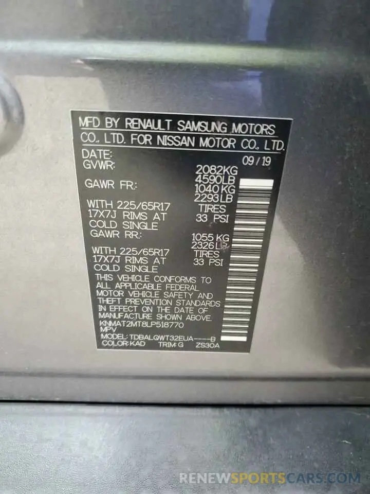 13 Photograph of a damaged car KNMAT2MT8LP518770 NISSAN ROGUE 2020