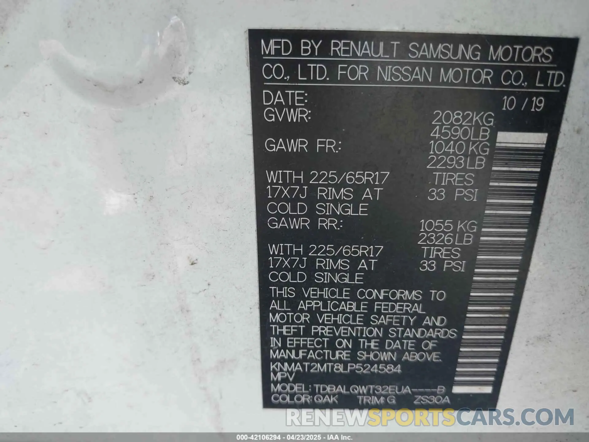 9 Photograph of a damaged car KNMAT2MT8LP524584 NISSAN ROGUE 2020