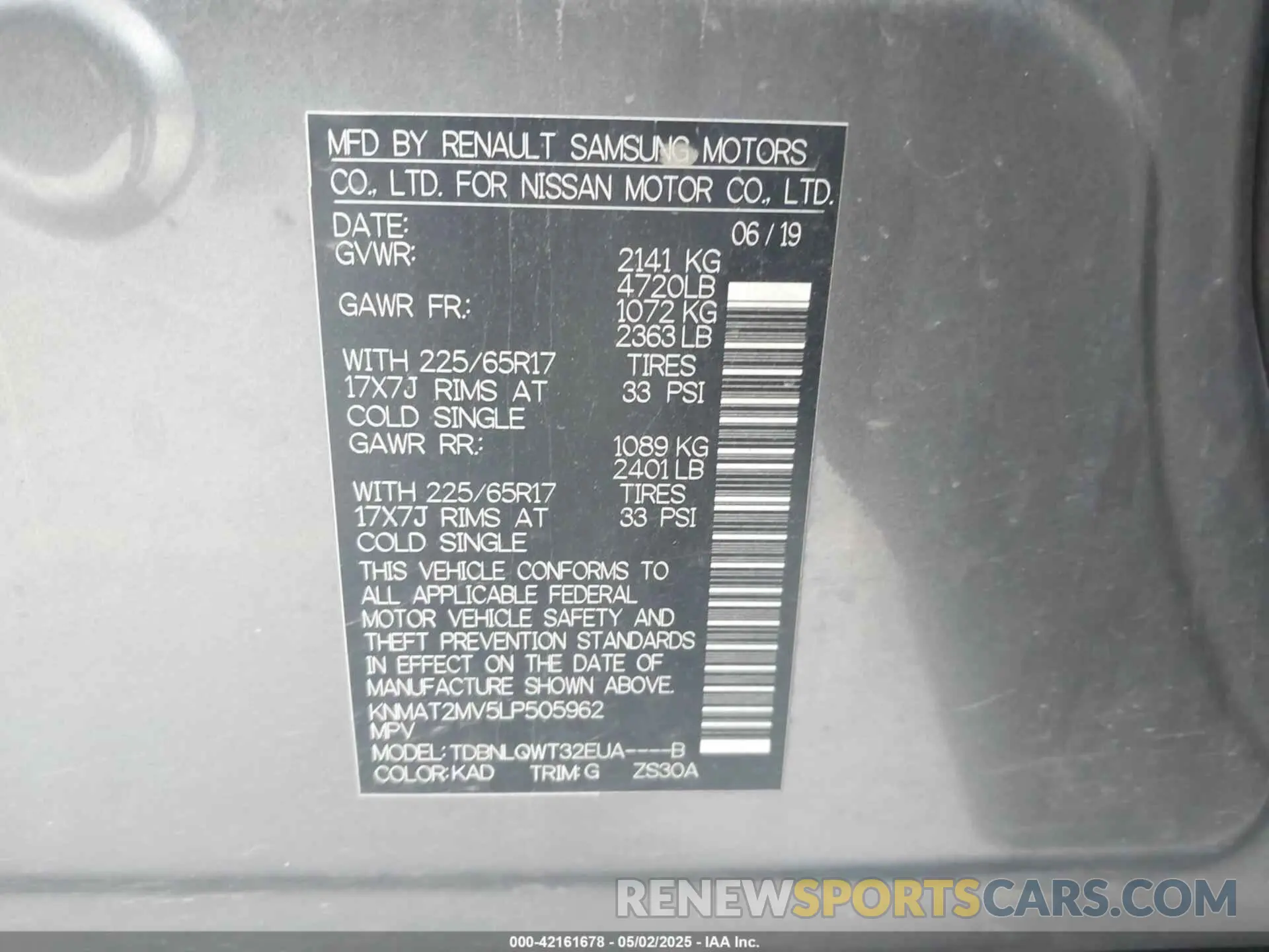 9 Photograph of a damaged car KNMAT2MV5LP505962 NISSAN ROGUE 2020