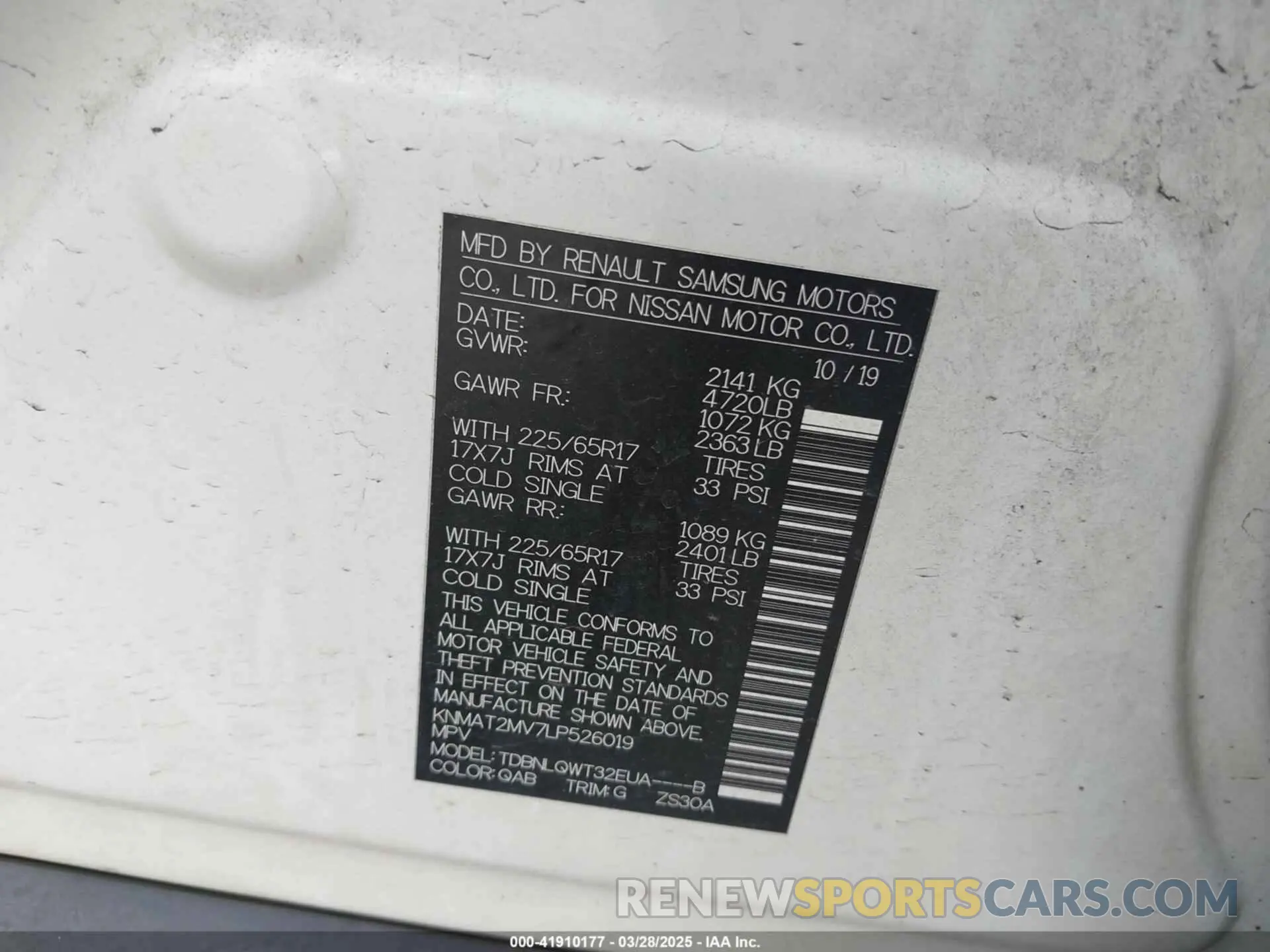 9 Фотография поврежденного автомобиля KNMAT2MV7LP526019 NISSAN ROGUE 2020