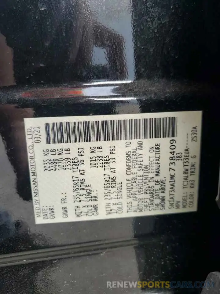 14 Фотография поврежденного автомобиля 5N1AT3AA1MC738409 NISSAN ROGUE 2021