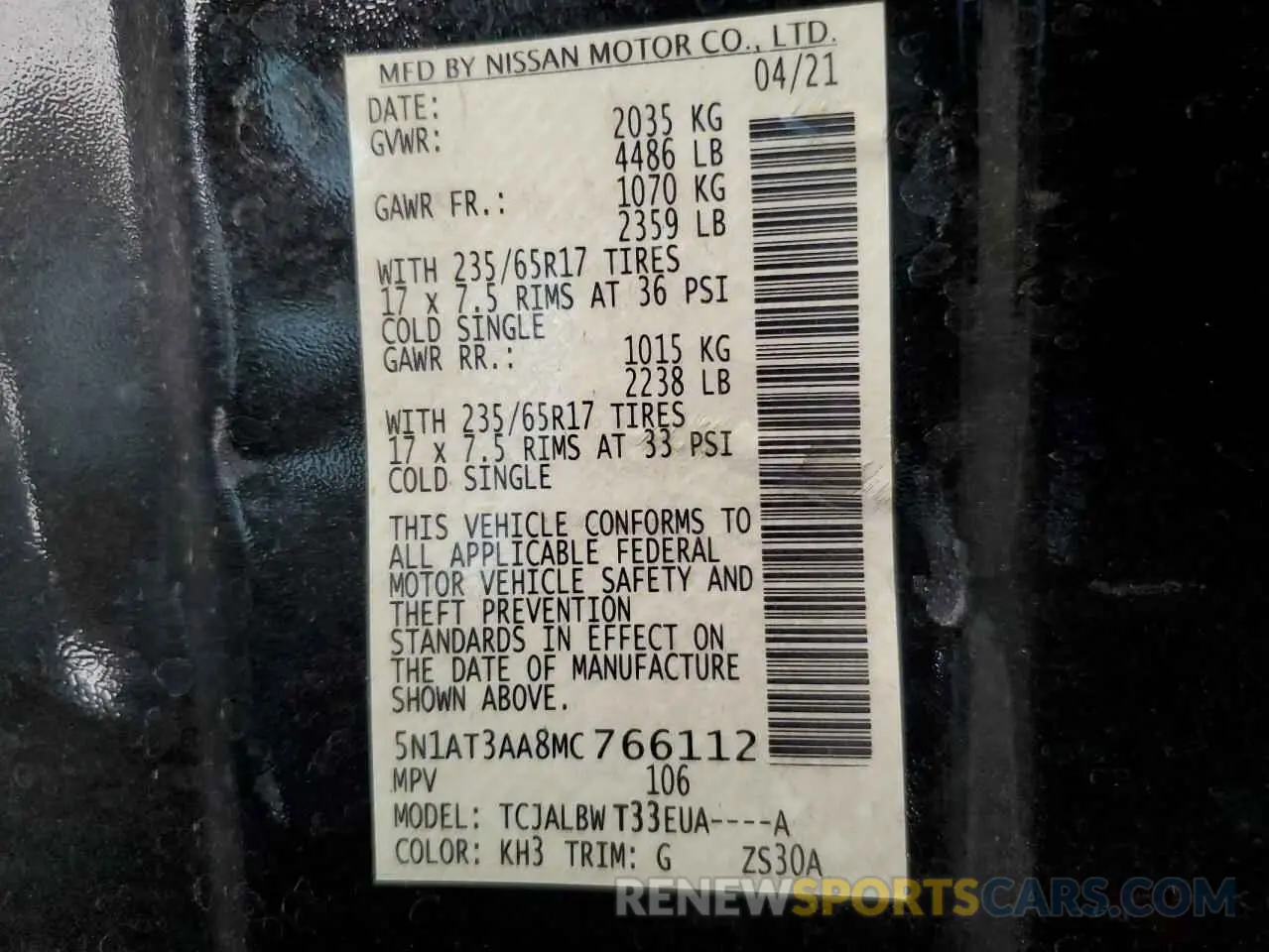 12 Фотография поврежденного автомобиля 5N1AT3AA8MC766112 NISSAN ROGUE 2021