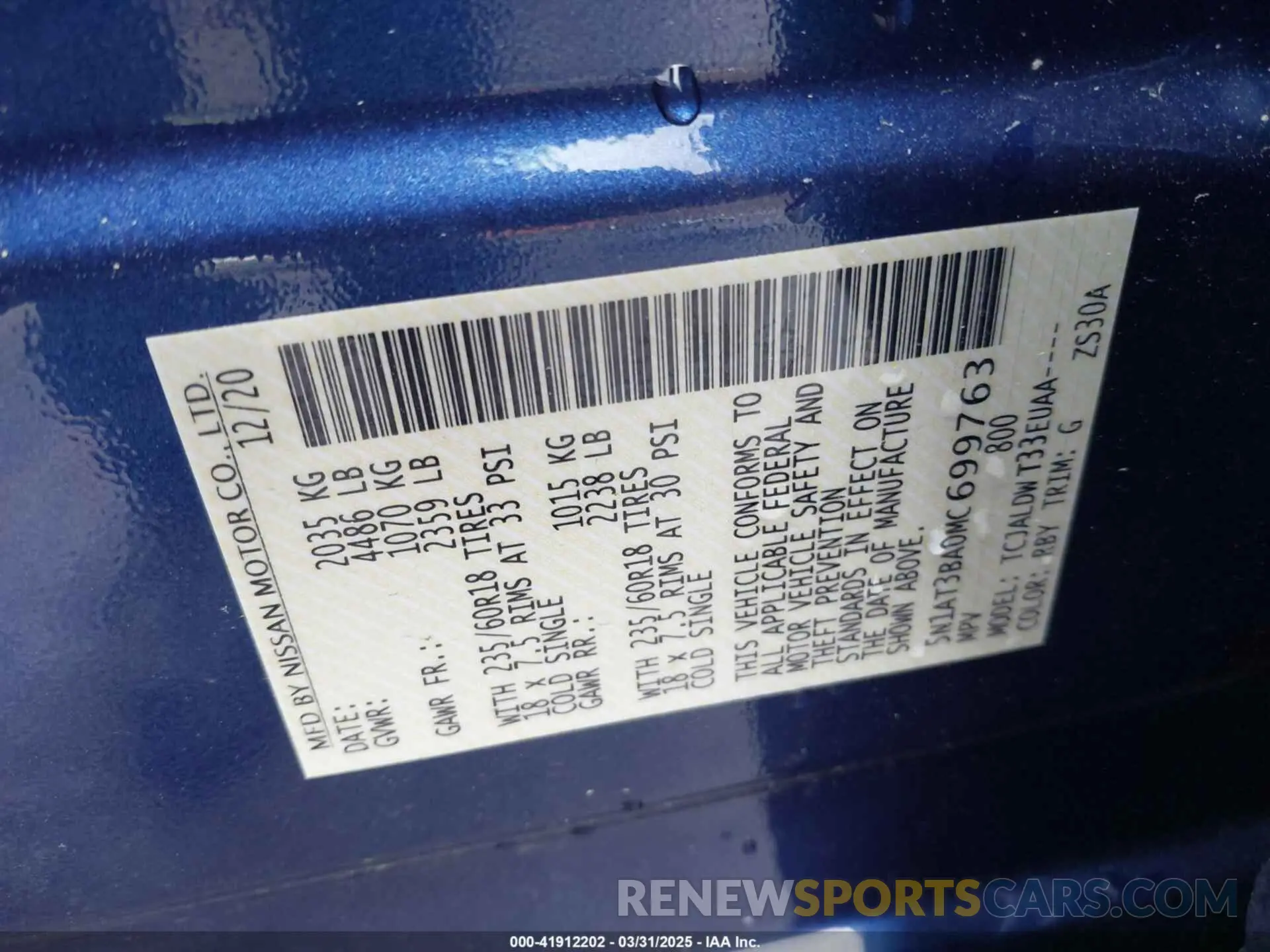 9 Фотография поврежденного автомобиля 5N1AT3BA0MC699763 NISSAN ROGUE 2021