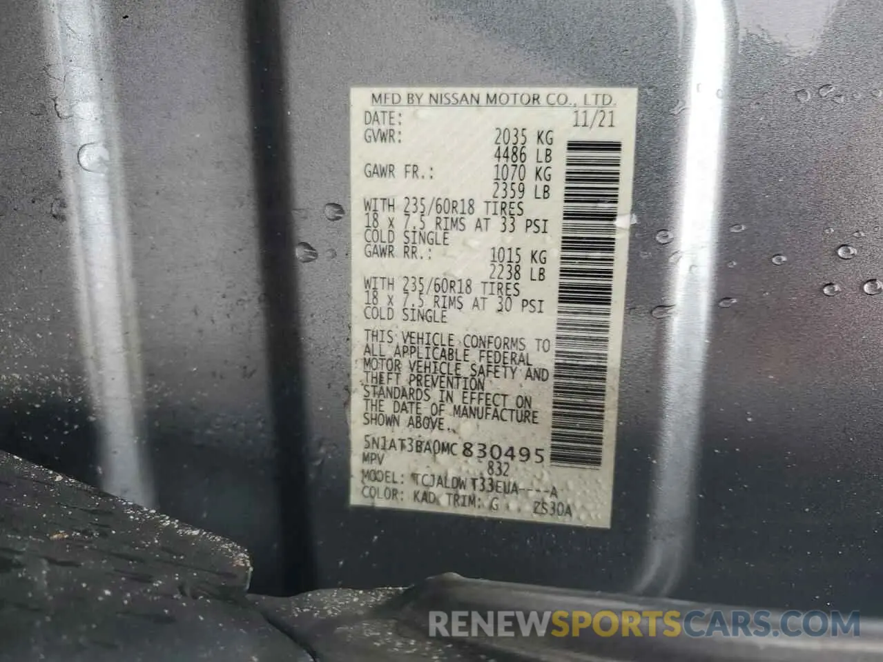 13 Фотография поврежденного автомобиля 5N1AT3BA0MC830495 NISSAN ROGUE 2021