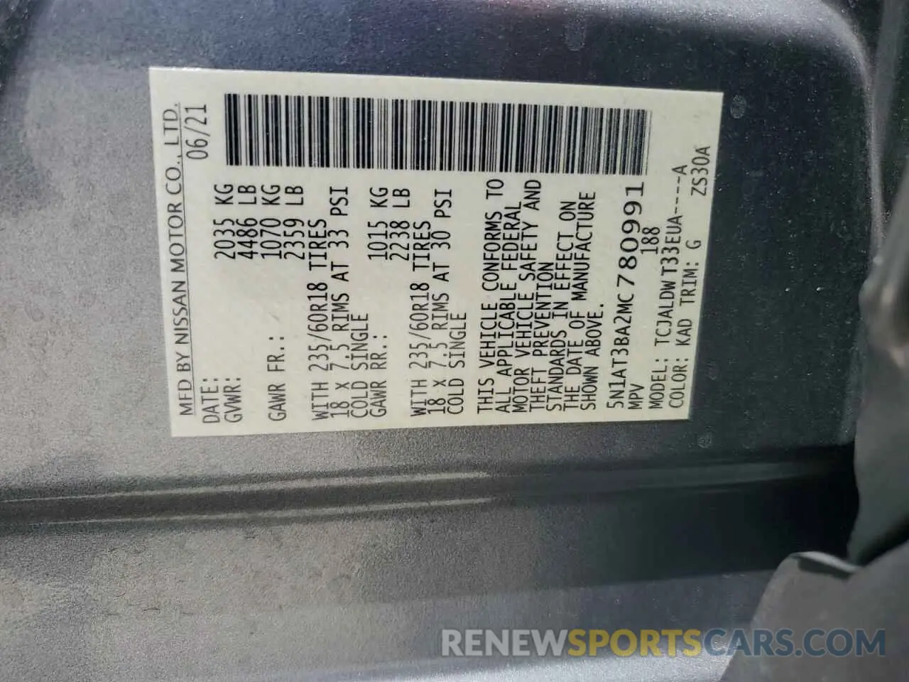 13 Фотография поврежденного автомобиля 5N1AT3BA2MC780991 NISSAN ROGUE 2021