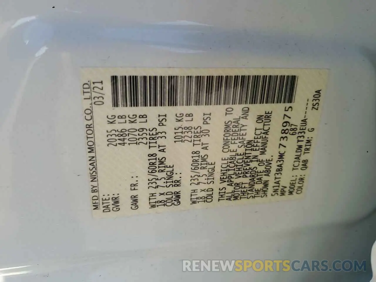 13 Фотография поврежденного автомобиля 5N1AT3BA3MC738975 NISSAN ROGUE 2021