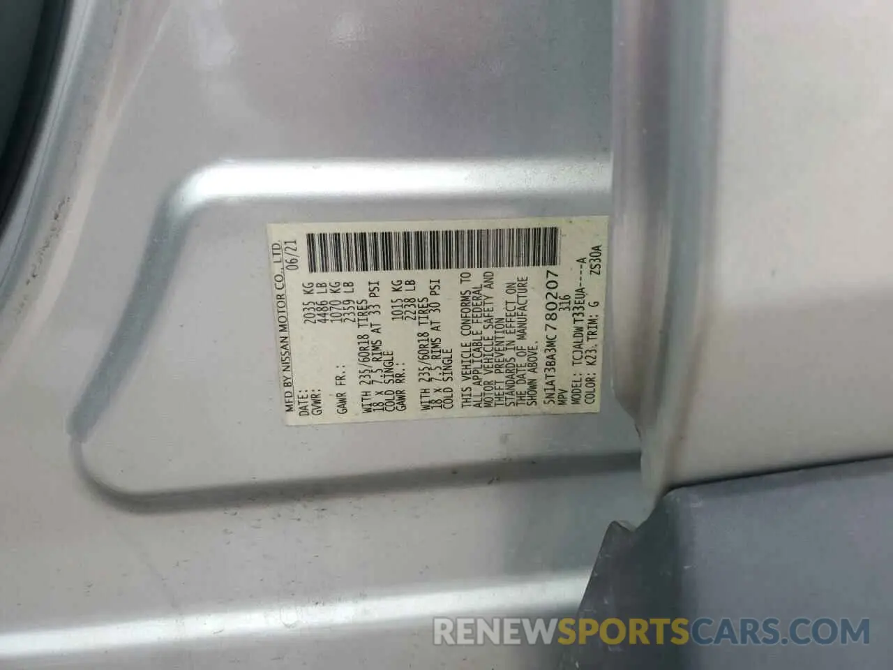 14 Фотография поврежденного автомобиля 5N1AT3BA3MC780207 NISSAN ROGUE 2021